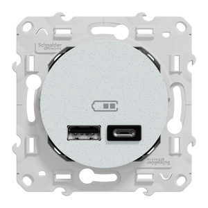 Prise chargeur double USB A + C Odace recyclé, SCHNEIDER ELECTRIC, blanc