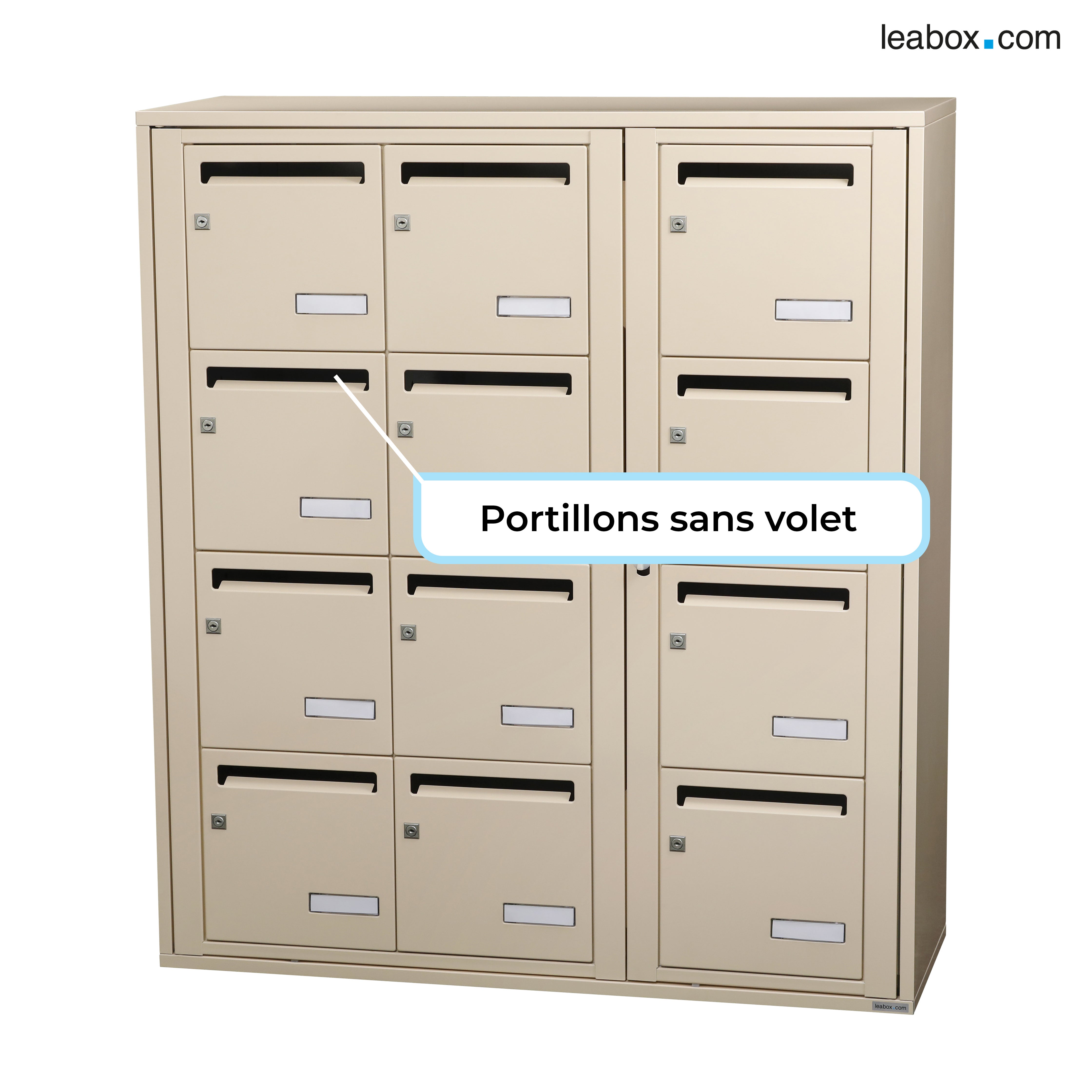 Boîte aux lettres collective intérieur LEABOX.COM 3x4 acier ivoire brillant - 5