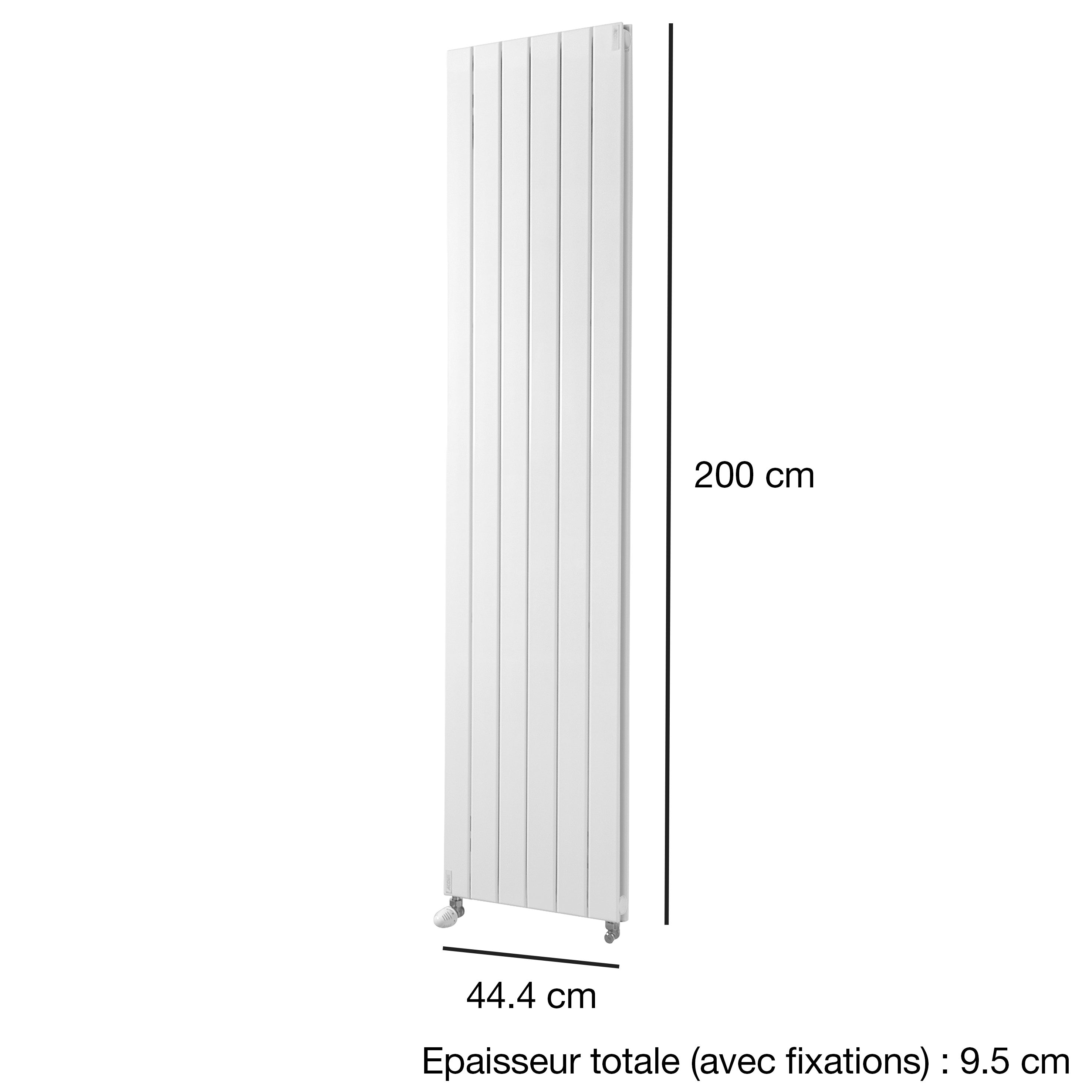 Radiateur eau chaude vertical ACOVA Lina blanc, 1386W H.200 x l.44.4 cm - 4