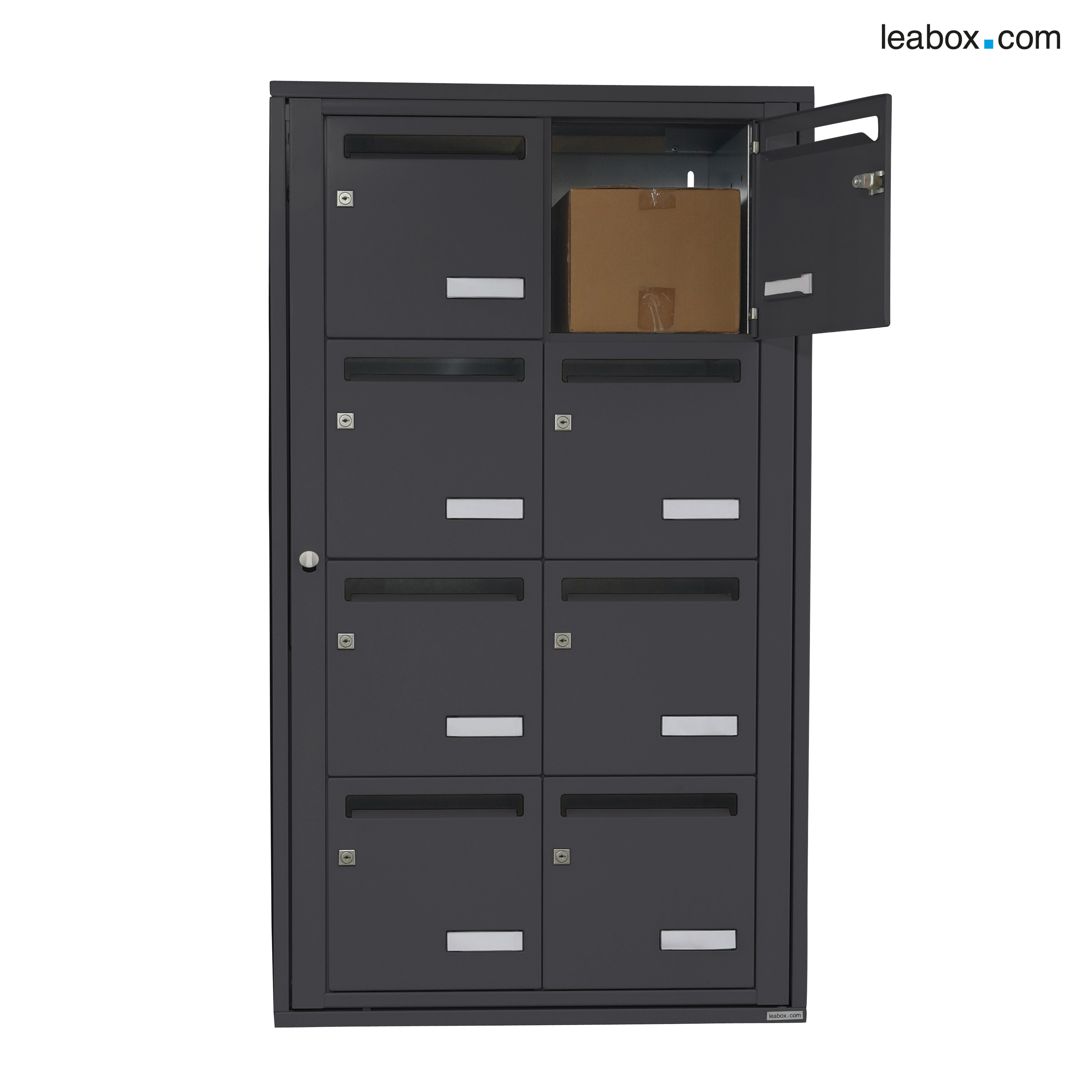 Boîte aux lettres collective intérieur LEABOX.COM 2x4 acier anthracite brillant - 2
