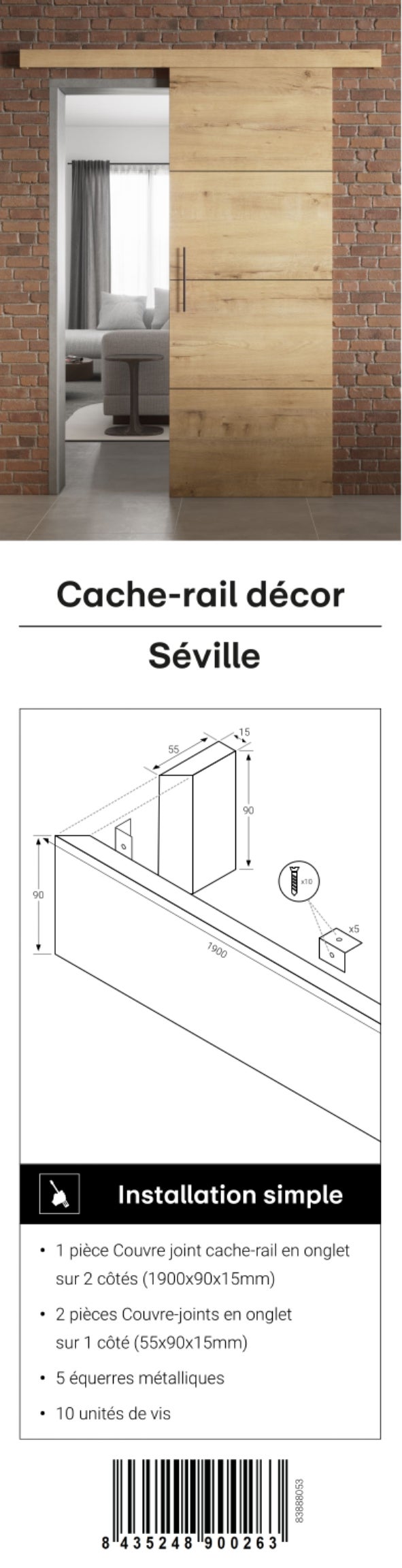Cache rail décor Seville pour rail coulissant - 2