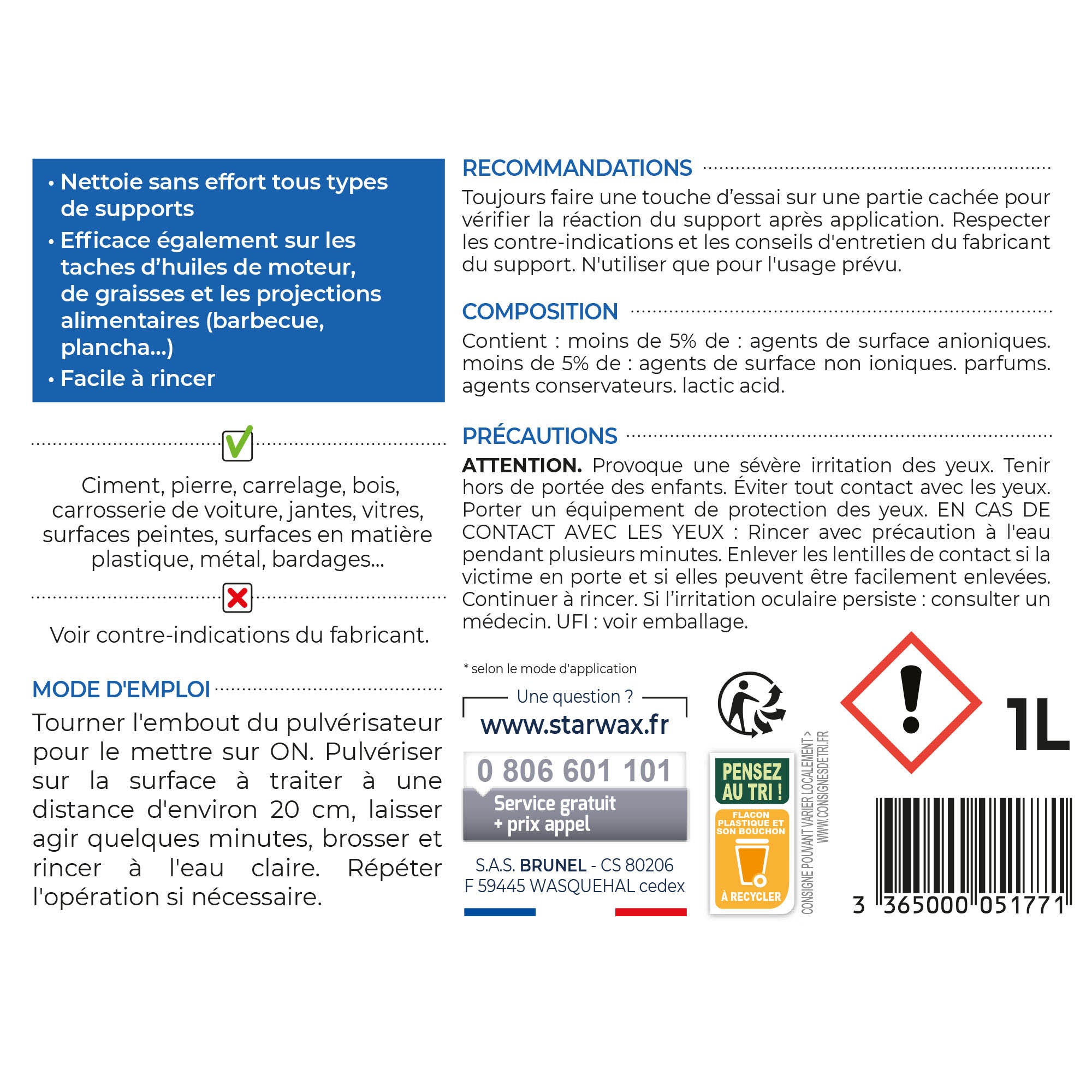 Décrassant extérieur multi-supports STARWAX 1 L - 3