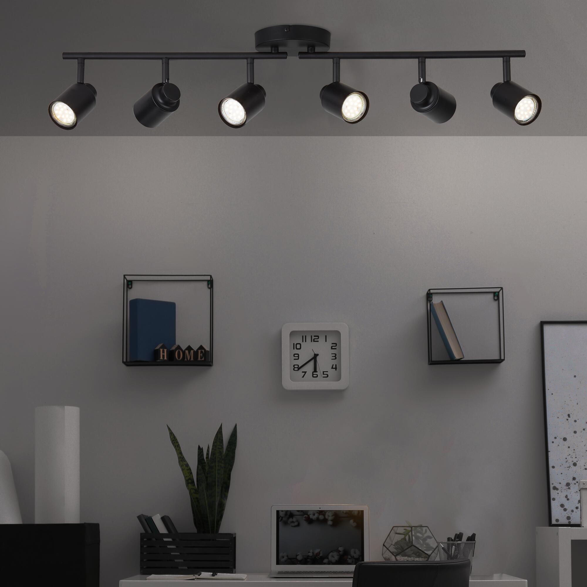 Rampe 6 spots, métal noir GU10, INSPIRE Tekla - 2