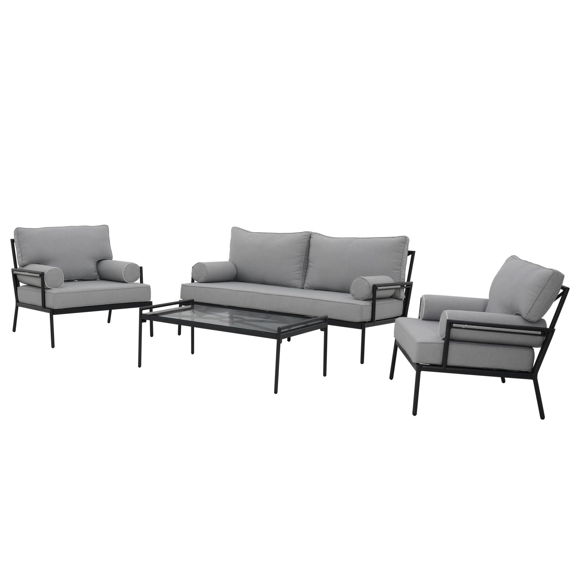 Conjunto jardim relax sofás e mesa alumínio cinzento escuro Onyx Naterial - 2