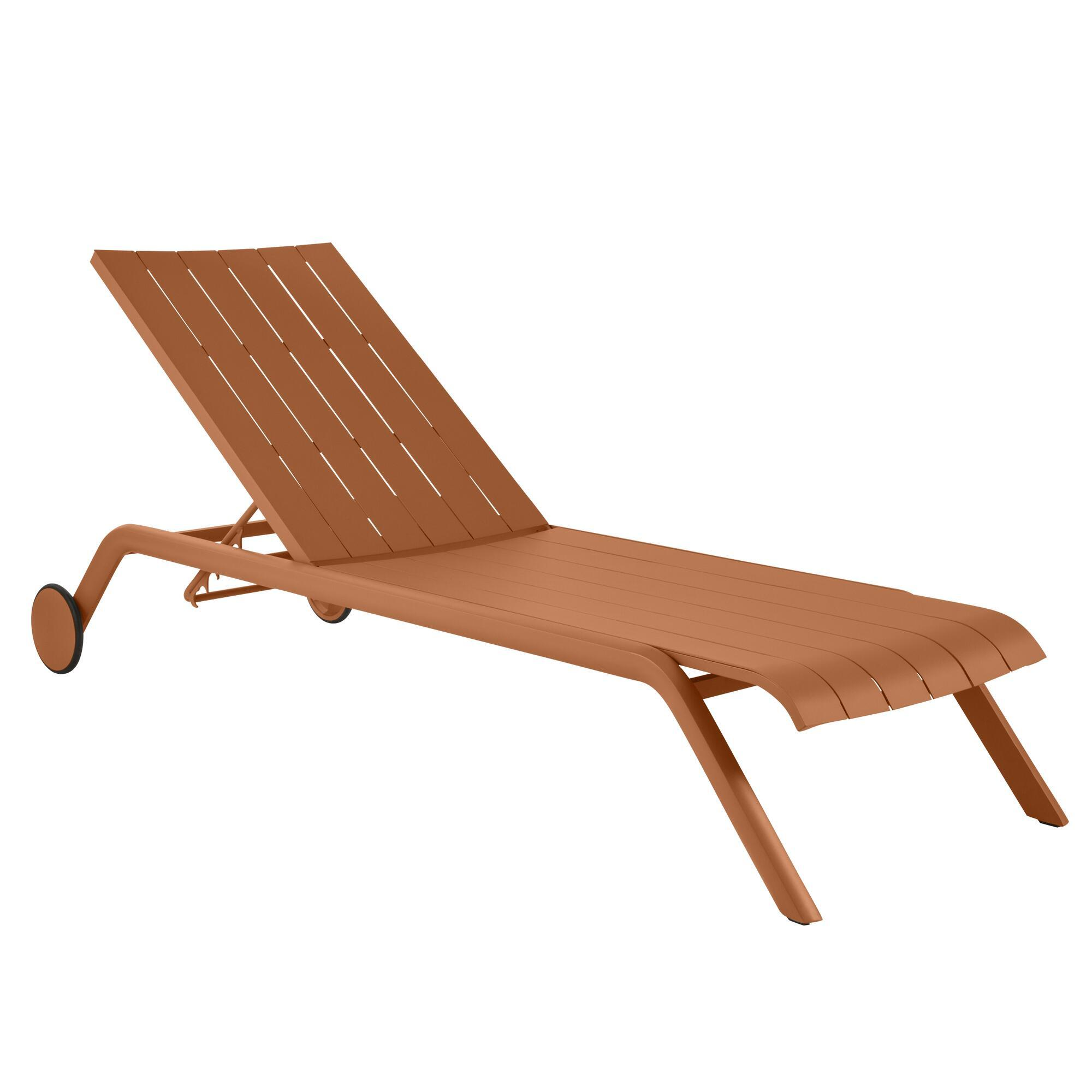 Tumbona de jardín NATERIAL Idaho de aluminio naranja 69x33x205 cm - 3