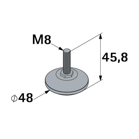 2 Vis de compensation acier, Diam.8 x H.50 mm - 3