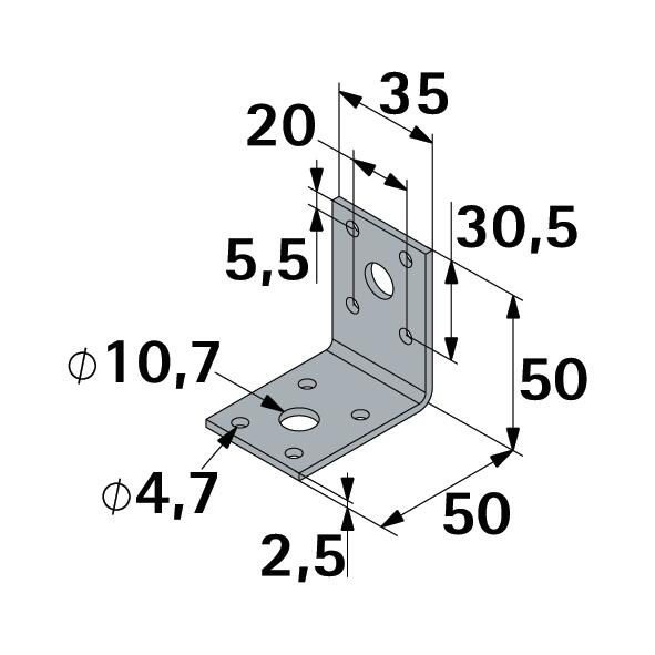 Equerre Noir HETTICH, l.50 mm - 2