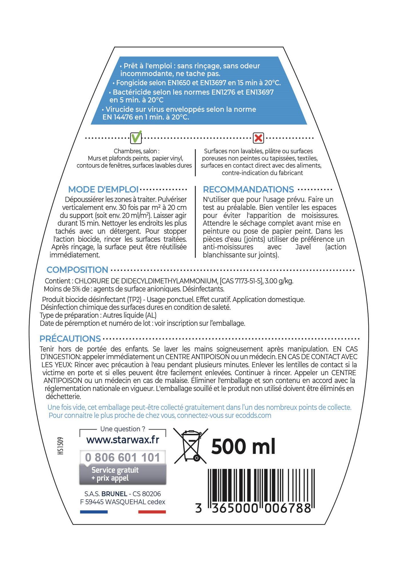 Nettoyant anti-moisissures sans javel STARWAX 500 ml - 4