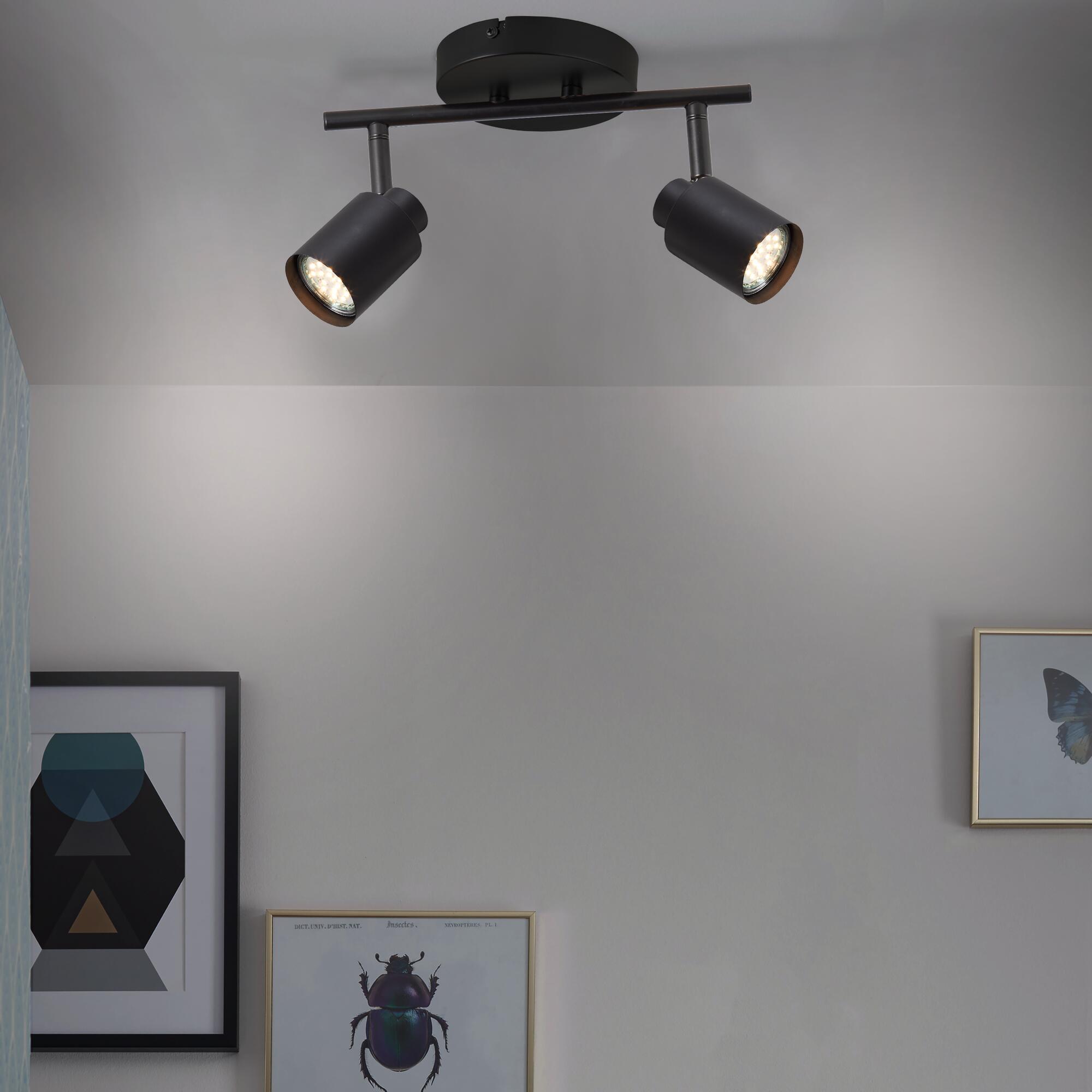 Foco decorativo INSPIRE TEKLA 2 LÂMPADAS GU10X2 METAL PRETO - 7