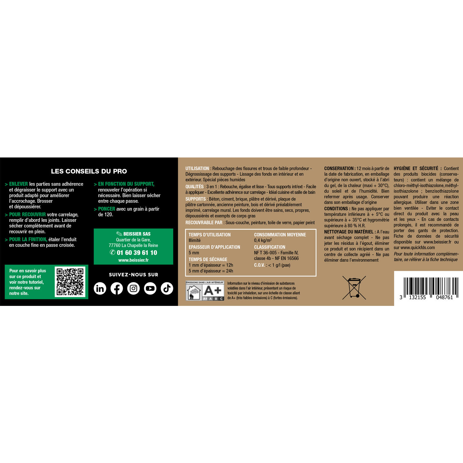 Enduit multifonction en pâte Multi rénov' PRESTONETT blanc 1 kg - 3