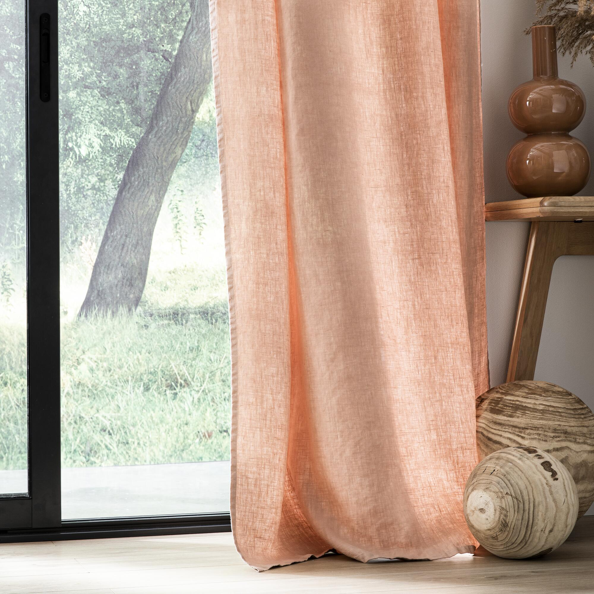 Rideau tamisant, Danae lin, rose H.280 x l.140 cm INSPIRE - 4