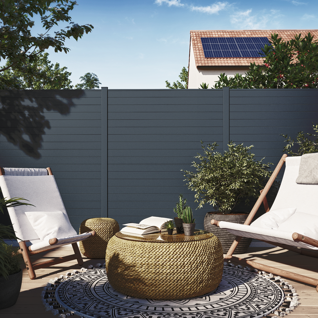Lame de clôture aluminium pleine Klos up! gris zinc, H.9 x l.145 cm