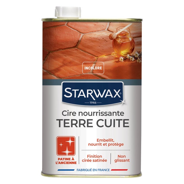 Cire tomette terre cuite STARWAX Nourrissante, finition satinée, 1L