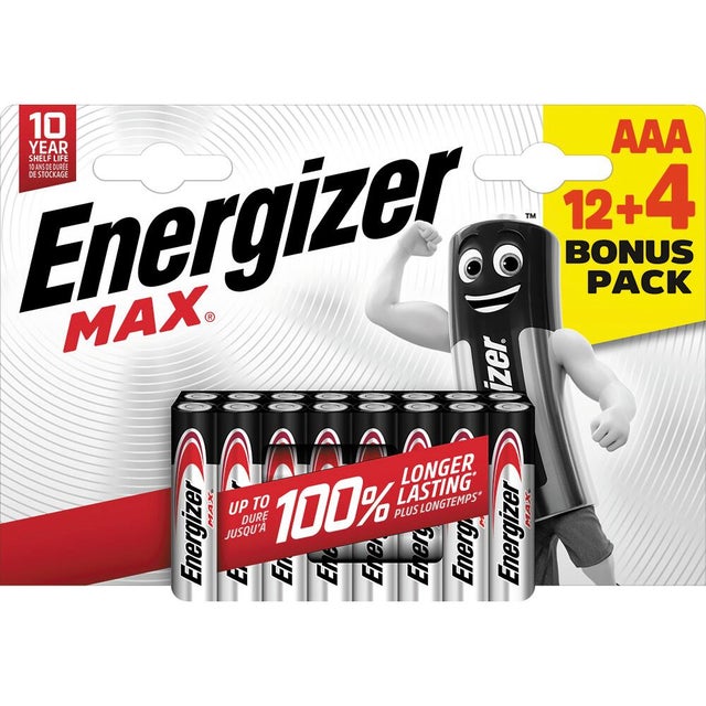 Lot de 12 + 4 piles lr03 aaa, ENERGIZER