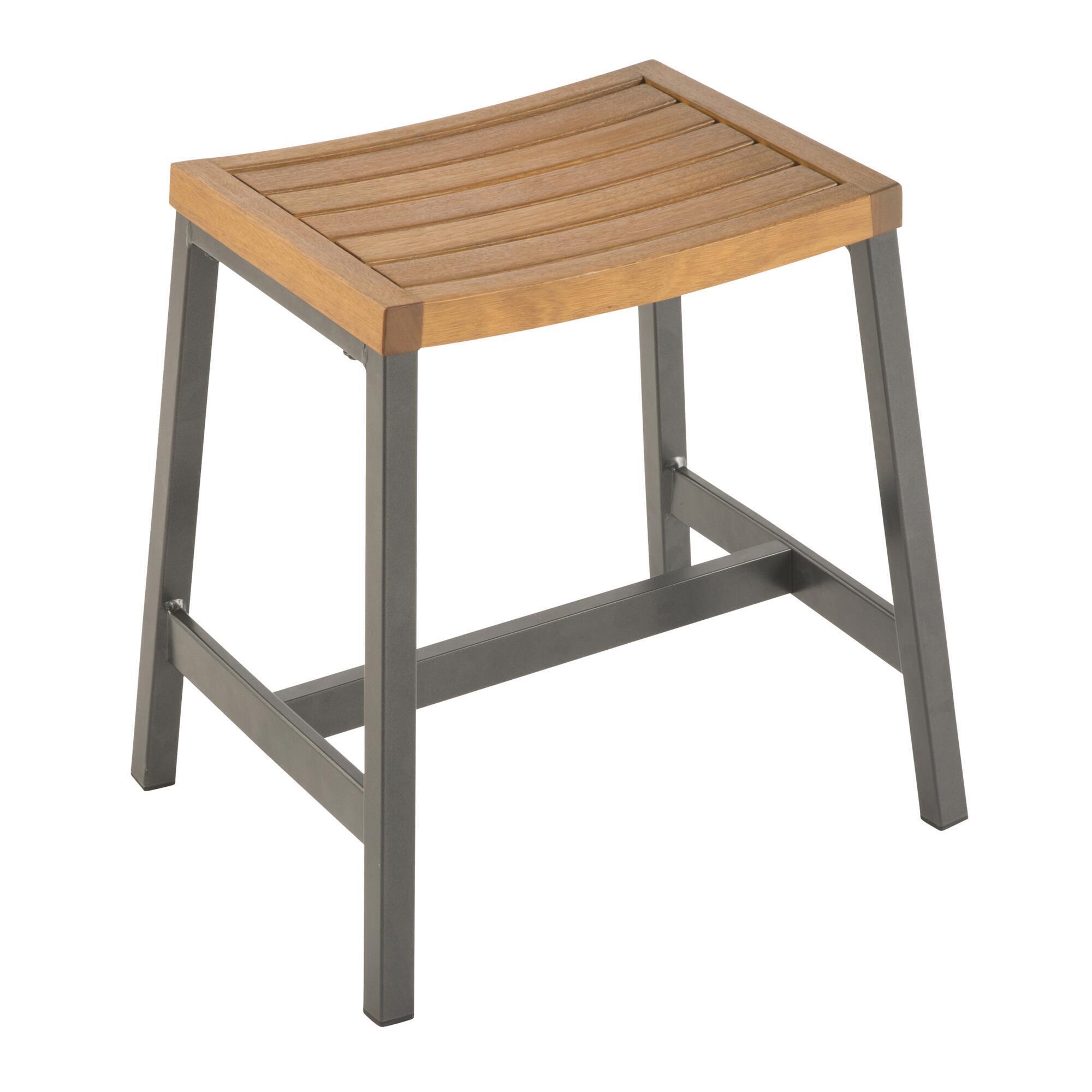 Set taburetes de jardín naterial oris de aluminio y madera gris