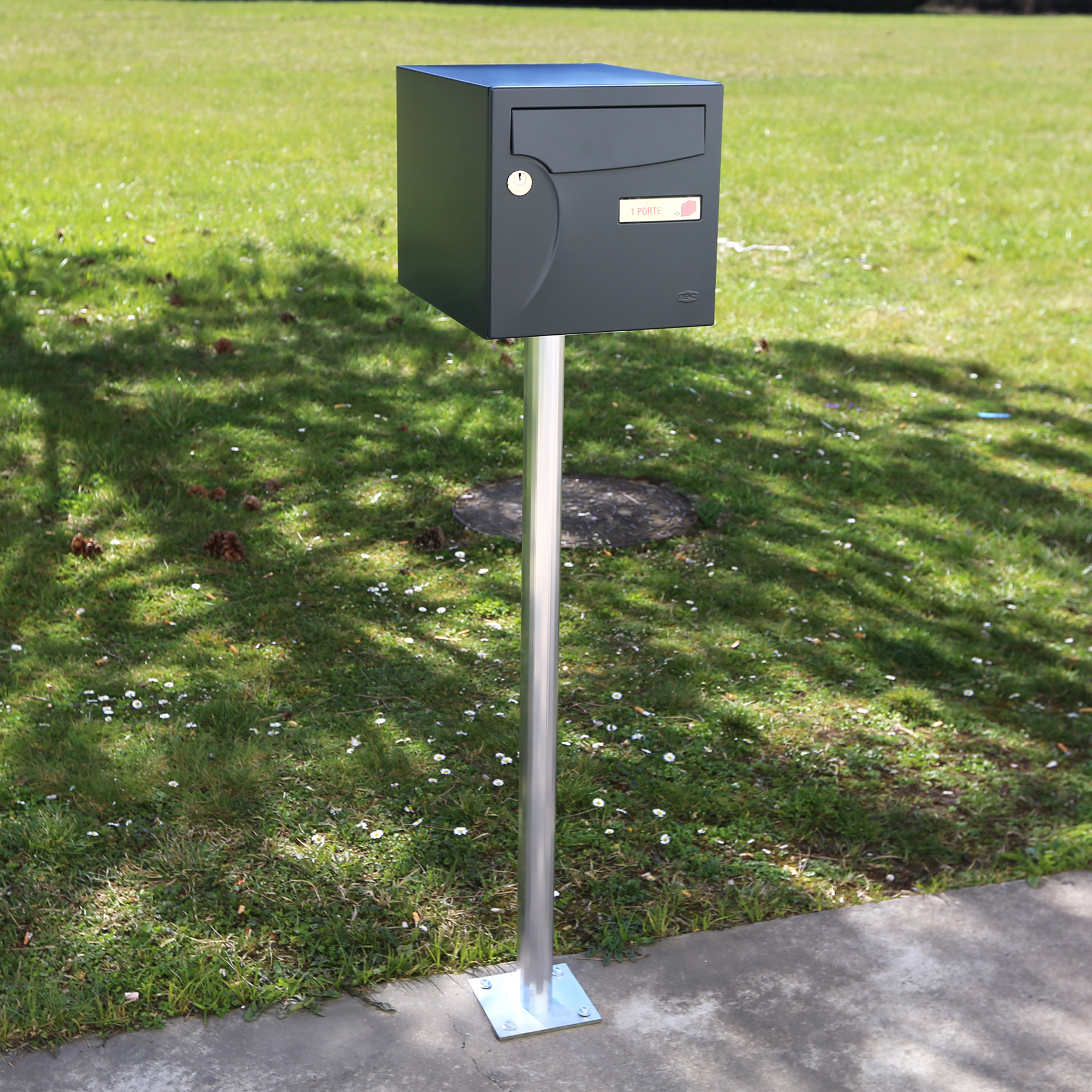 Platine, pour boîte aux lettres H.15 x l.15 x P.0.5 cm RENZ, argent - 2