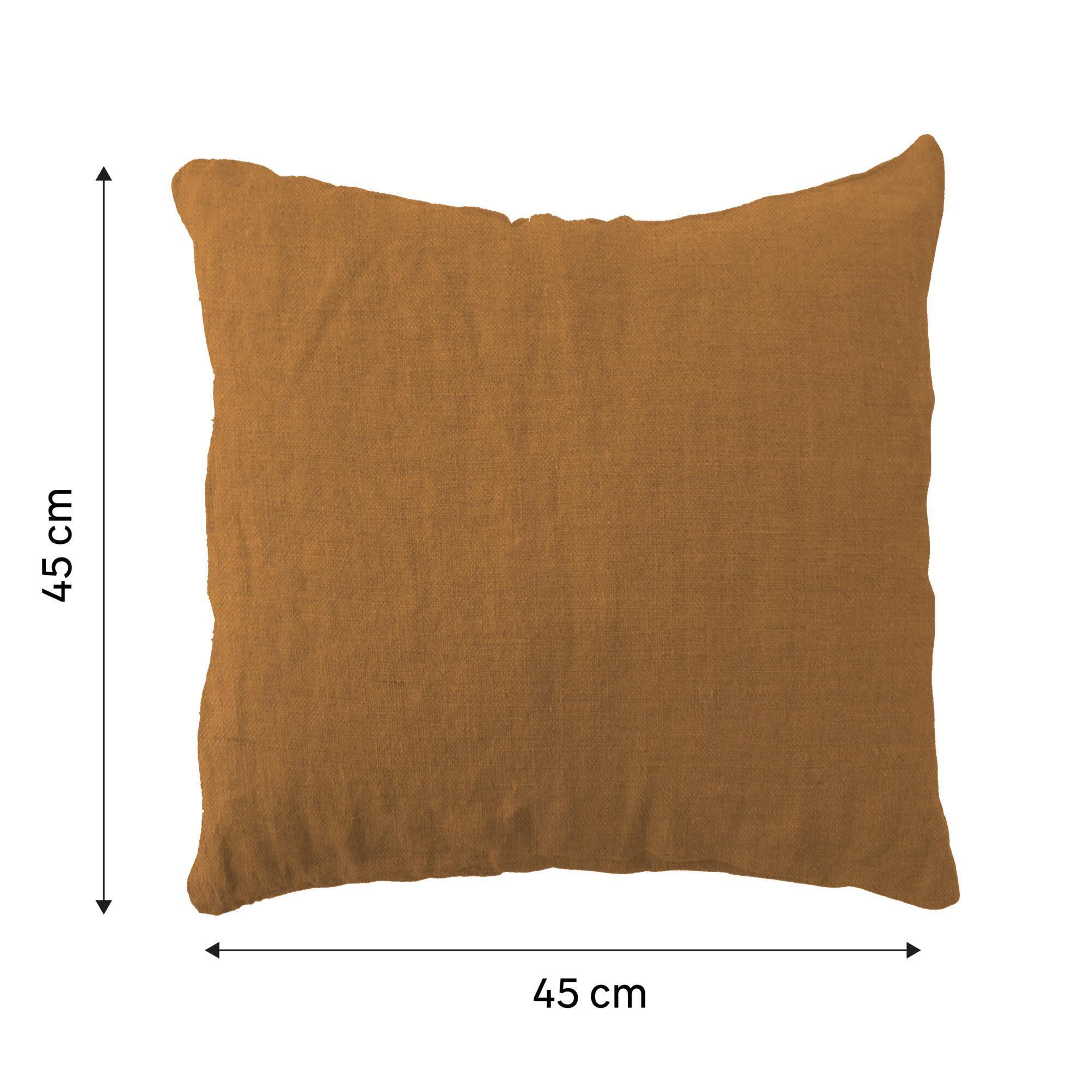 Coussin Danae, 100% lin, jaune moutarde l.45 x H.45 cm - 2