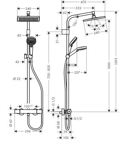 Colonna doccia con miscelatore Crometta E 240 Varia cromo - 4