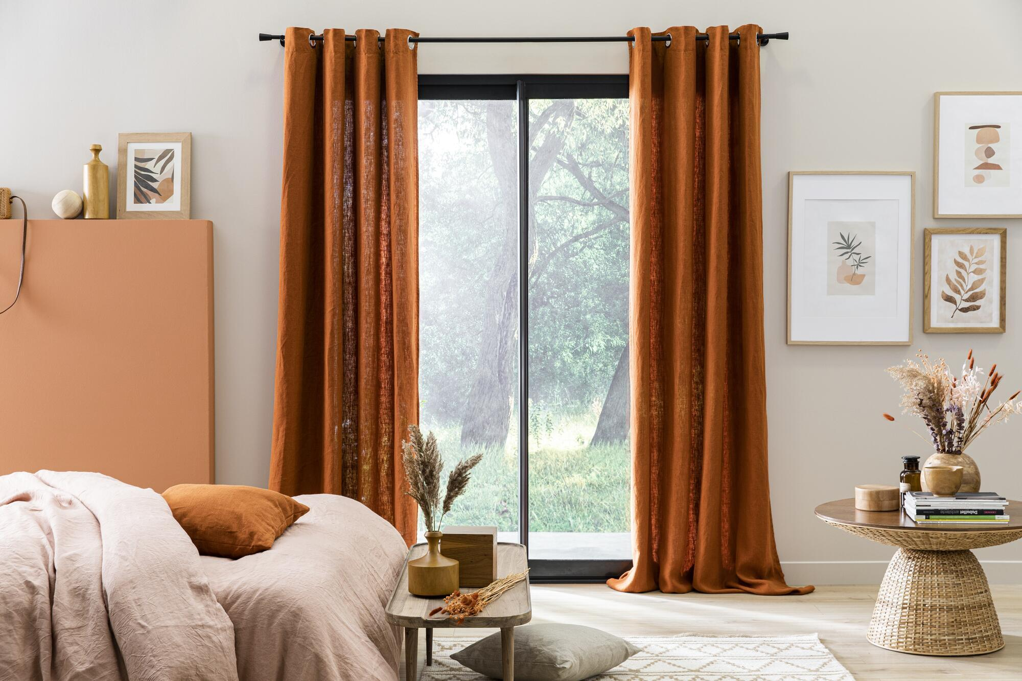 Rideau tamisant, Danae lin, orange H.280 x l.140 cm INSPIRE - 3