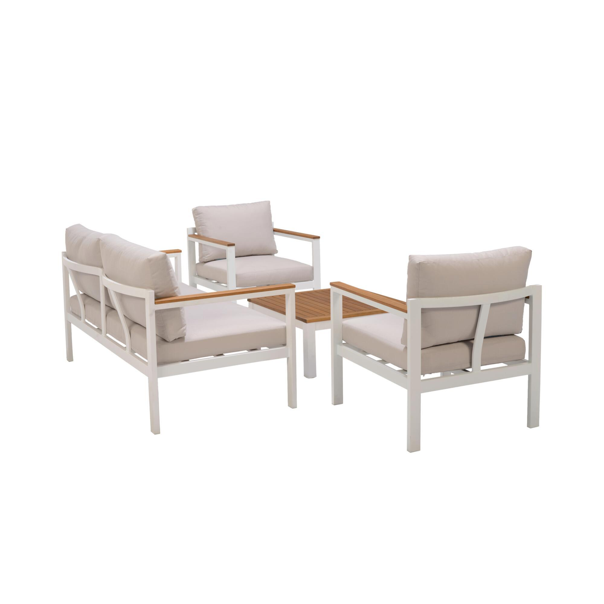Conjunto jardim relax sofá e mesa alumínio branco Oris II Naterial - 2