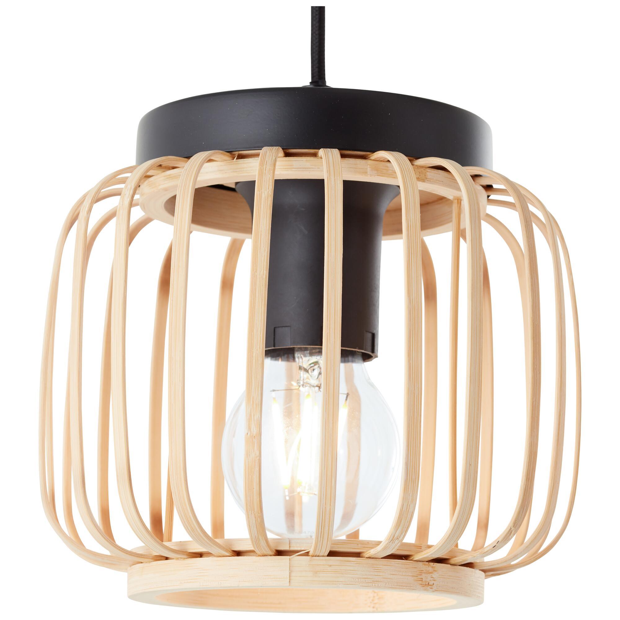 Candeeiro de teto suspenso INSPIRE PECAN E27 3 LÂMPADAS METAL MATE PRETO/BAMBU - 33