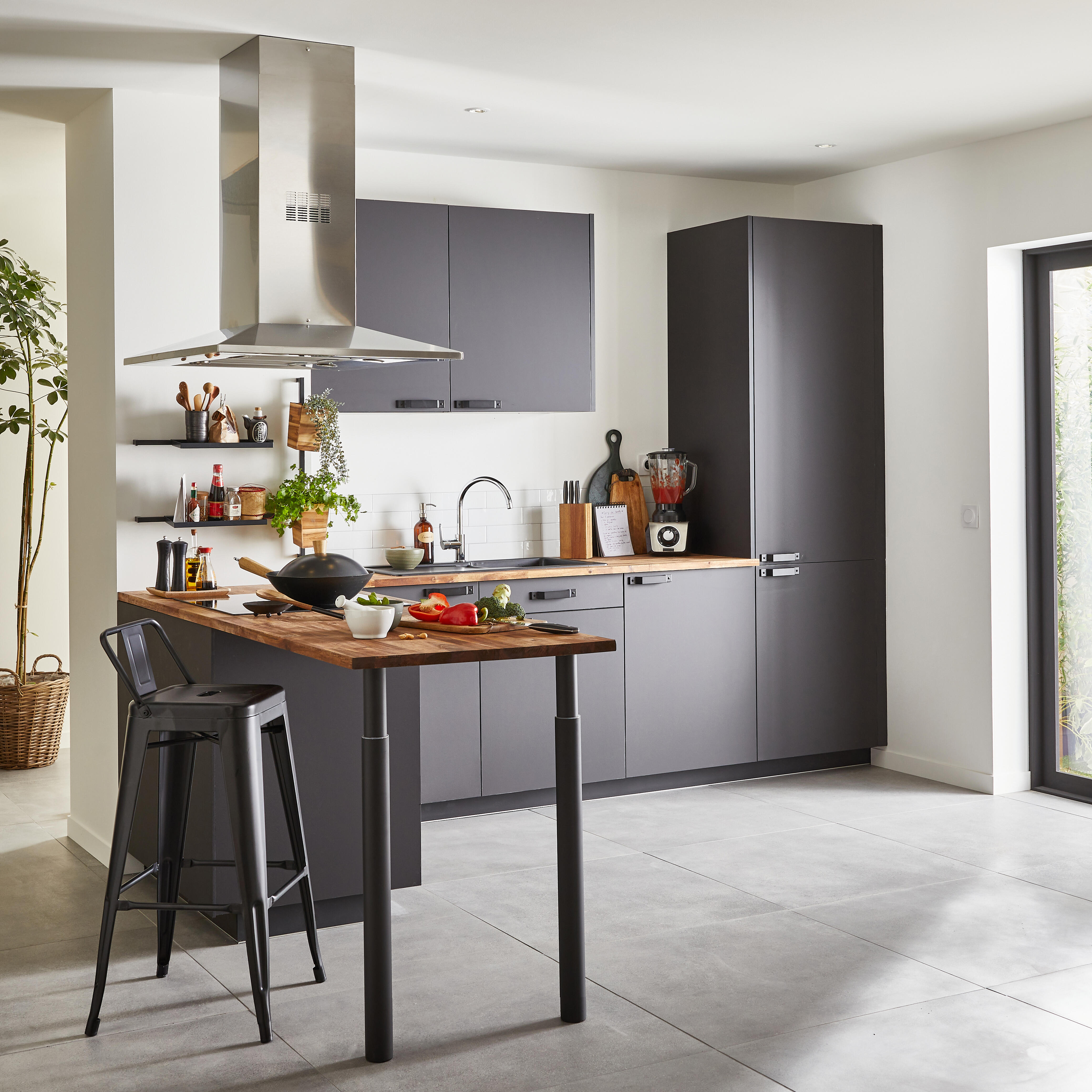 Pied de table, noir, diamètre 6 cm x hauteur réglable de 70 à 110 cm - 3