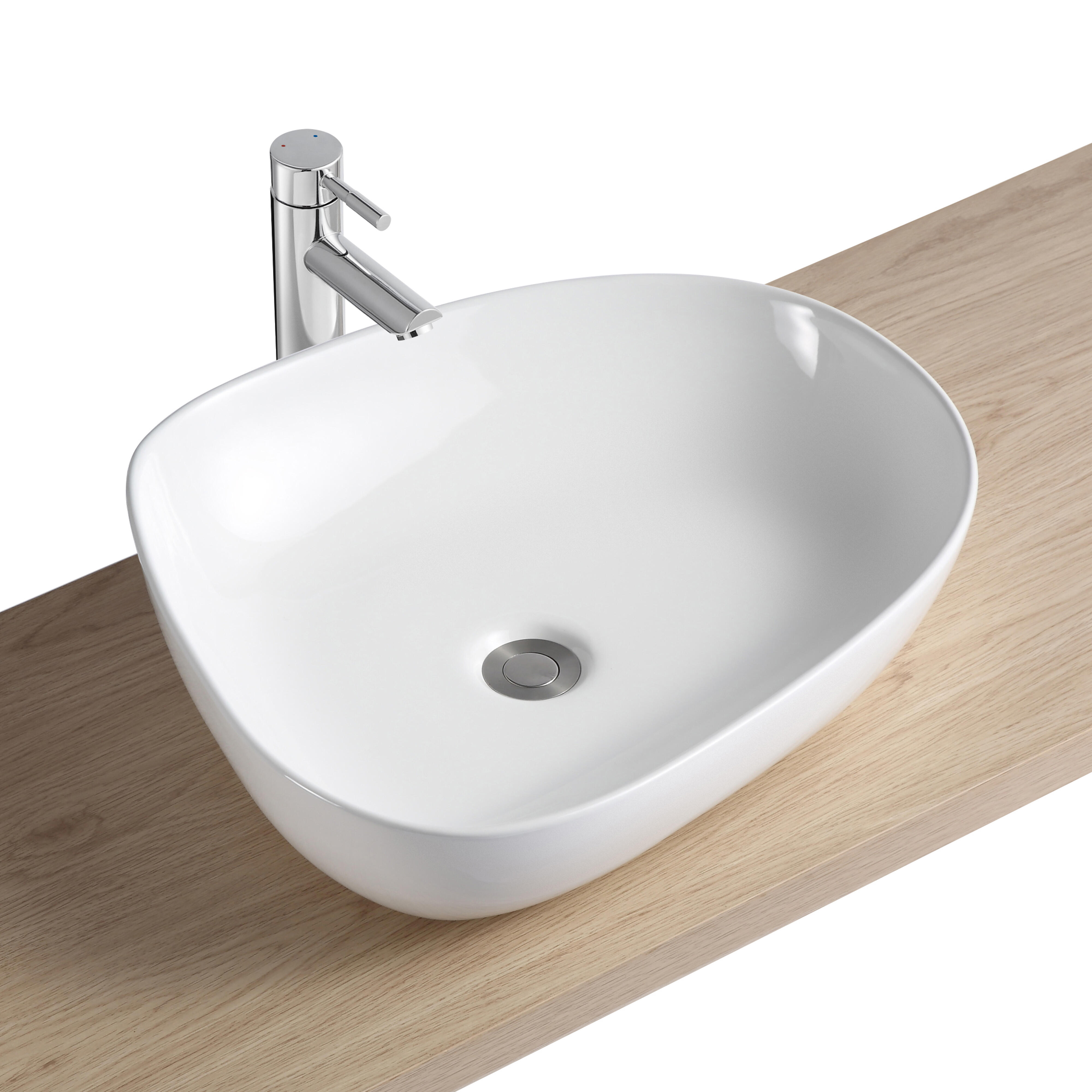 Vasque à poser céramique ovale Ollie H.14 x l.56 x P.45 cm blanc brillant - 2