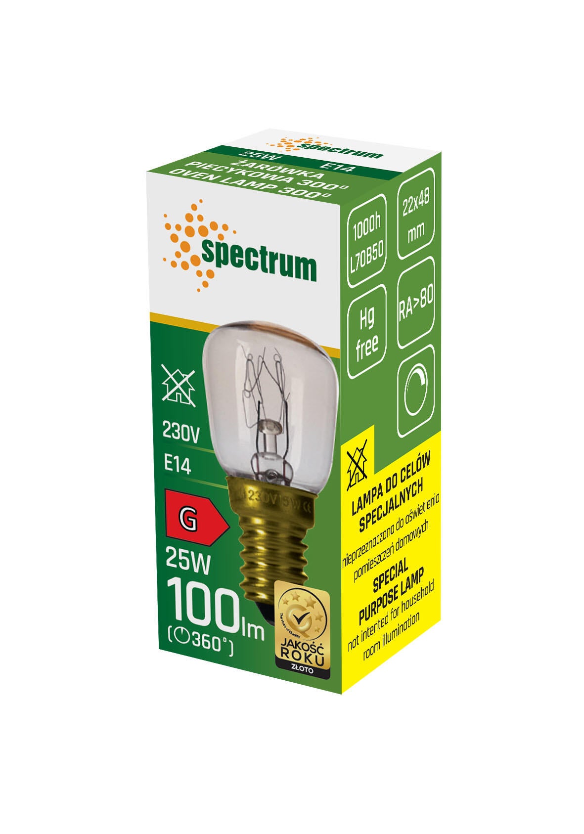 4 Ampoules Four E14 T26 25W Blanc Chaud 2200K – Résistantes Jusqu’à 300°C, 100 Lm, Durée De Vie 10000h