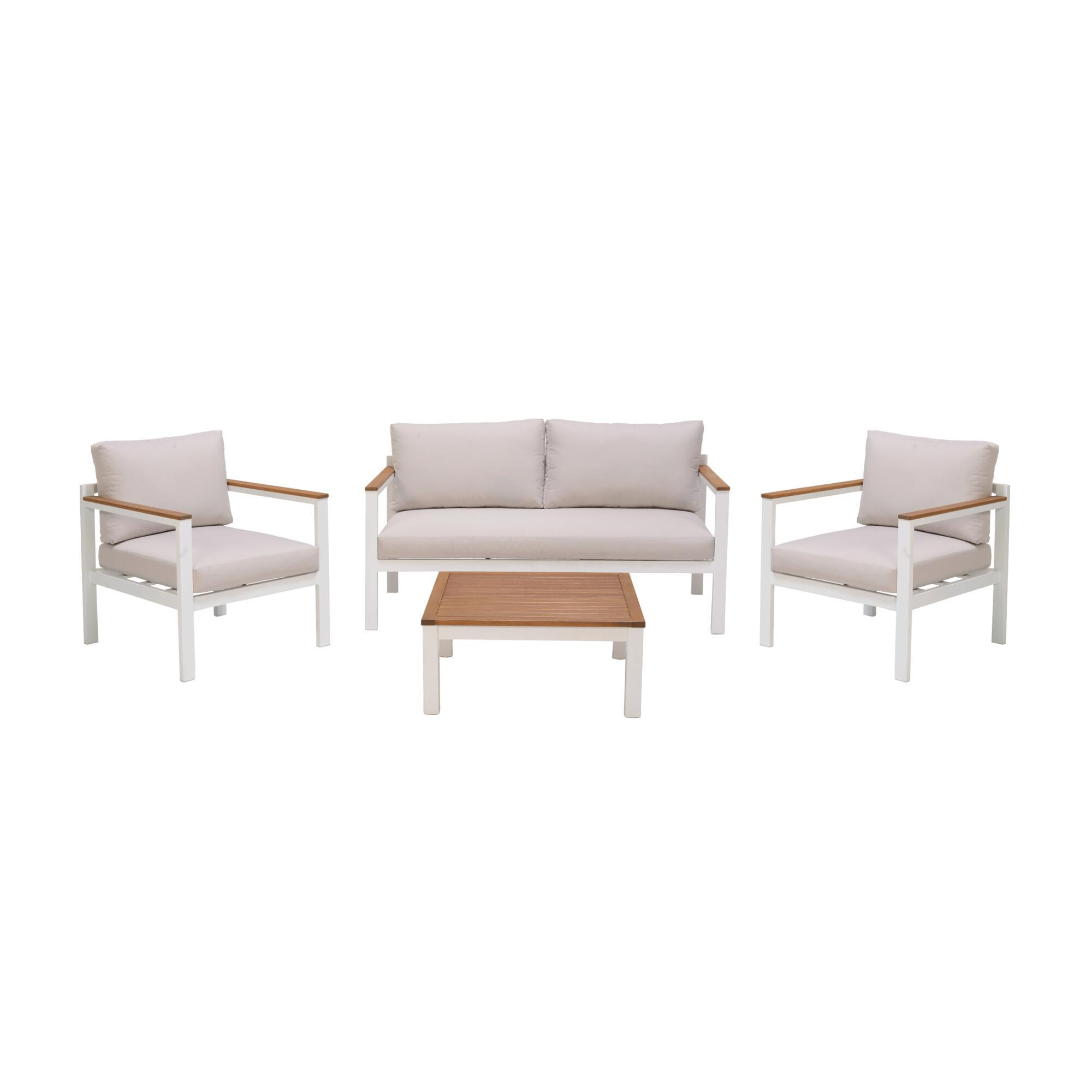 Conjunto jardim relax sofá e mesa alumínio branco Oris II Naterial - 15
