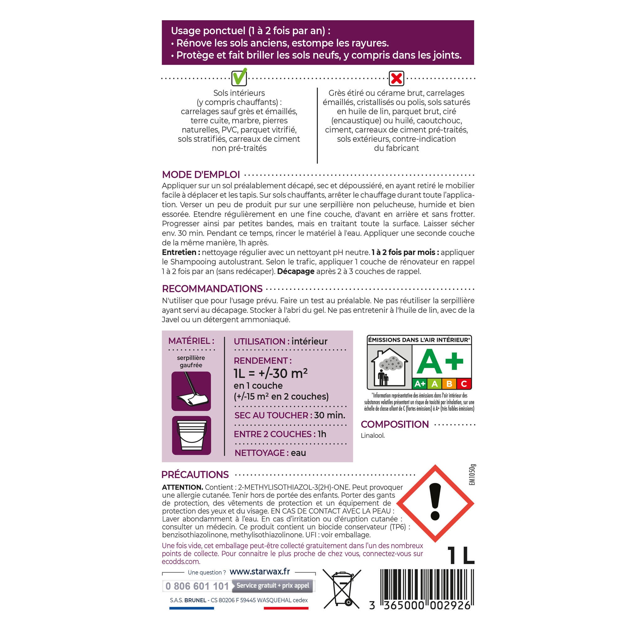 Rénovateur STARWAX Sols, brillant, 1L - 2