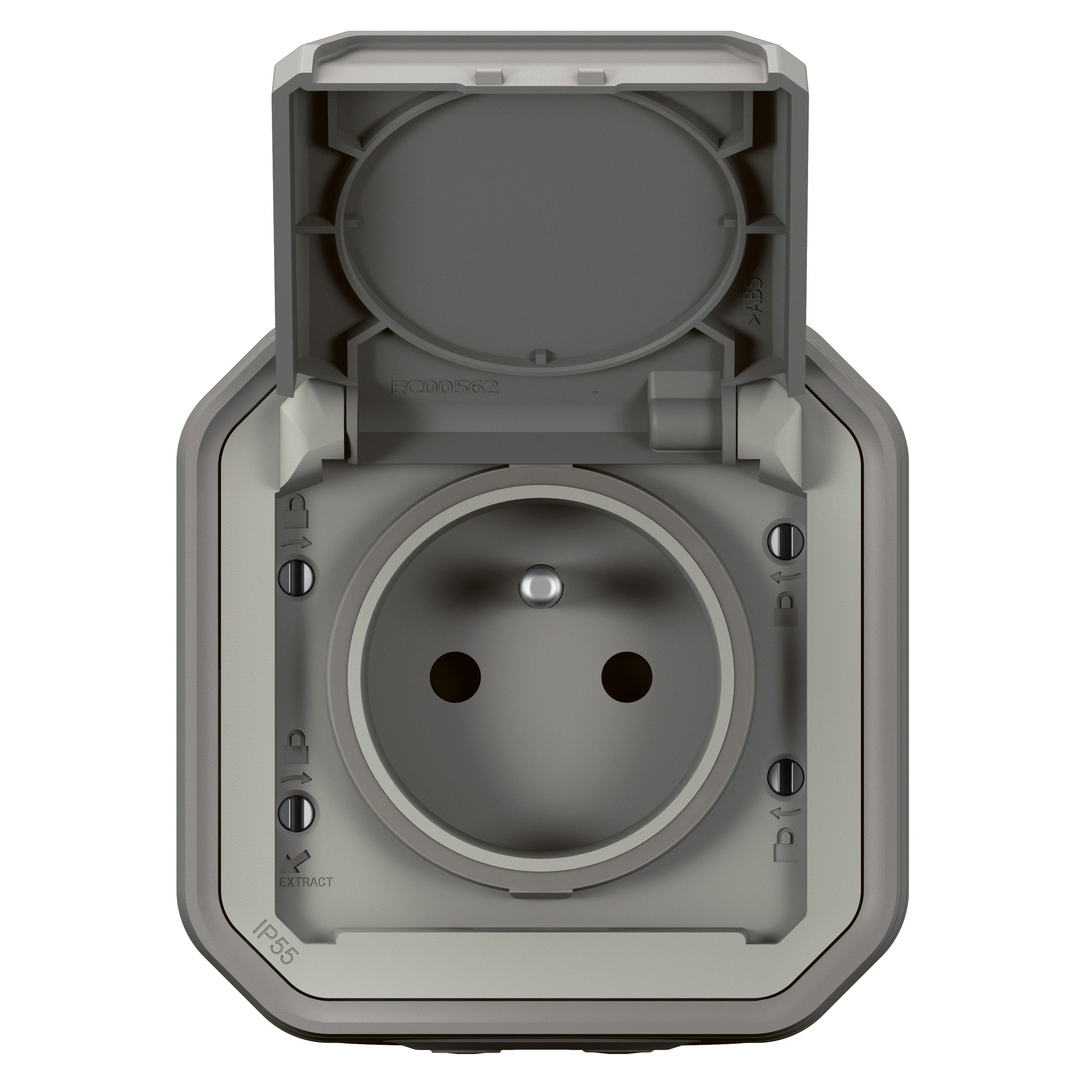 Prise avec terre étanche saillie complet Plexo, LEGRAND gris - 2