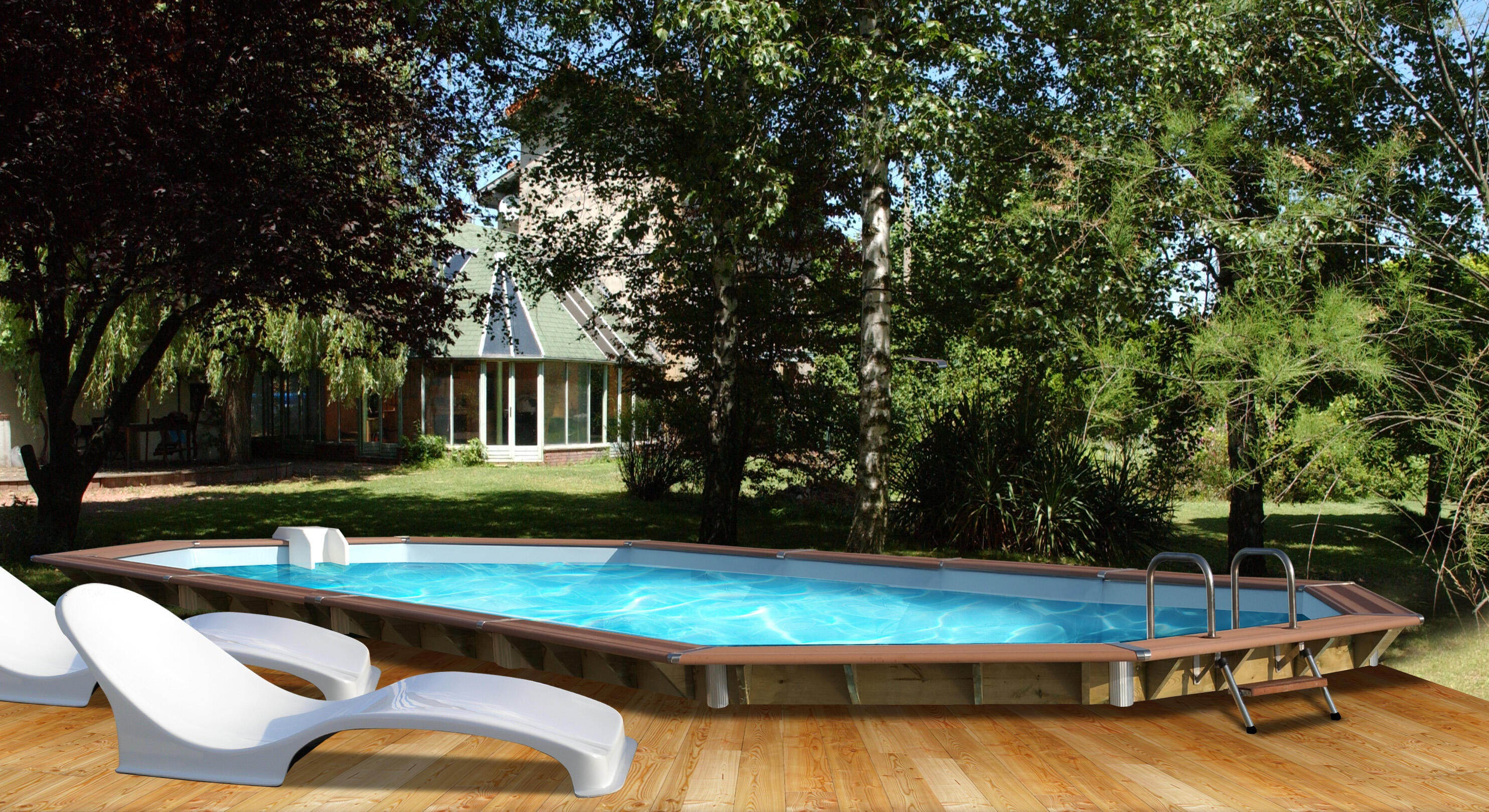 Piscine, bois Siayan WATERCLIP, octogonal x L.7.3 x l.4.3 x H.1.29 m - 5