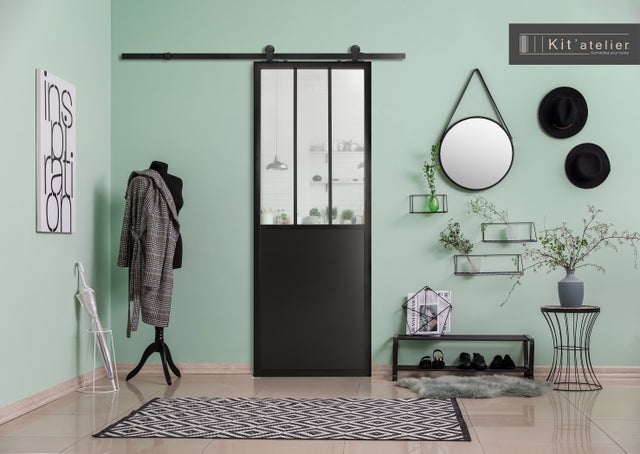 Porte coulissante studio H.204 X L.73 + rail rétro