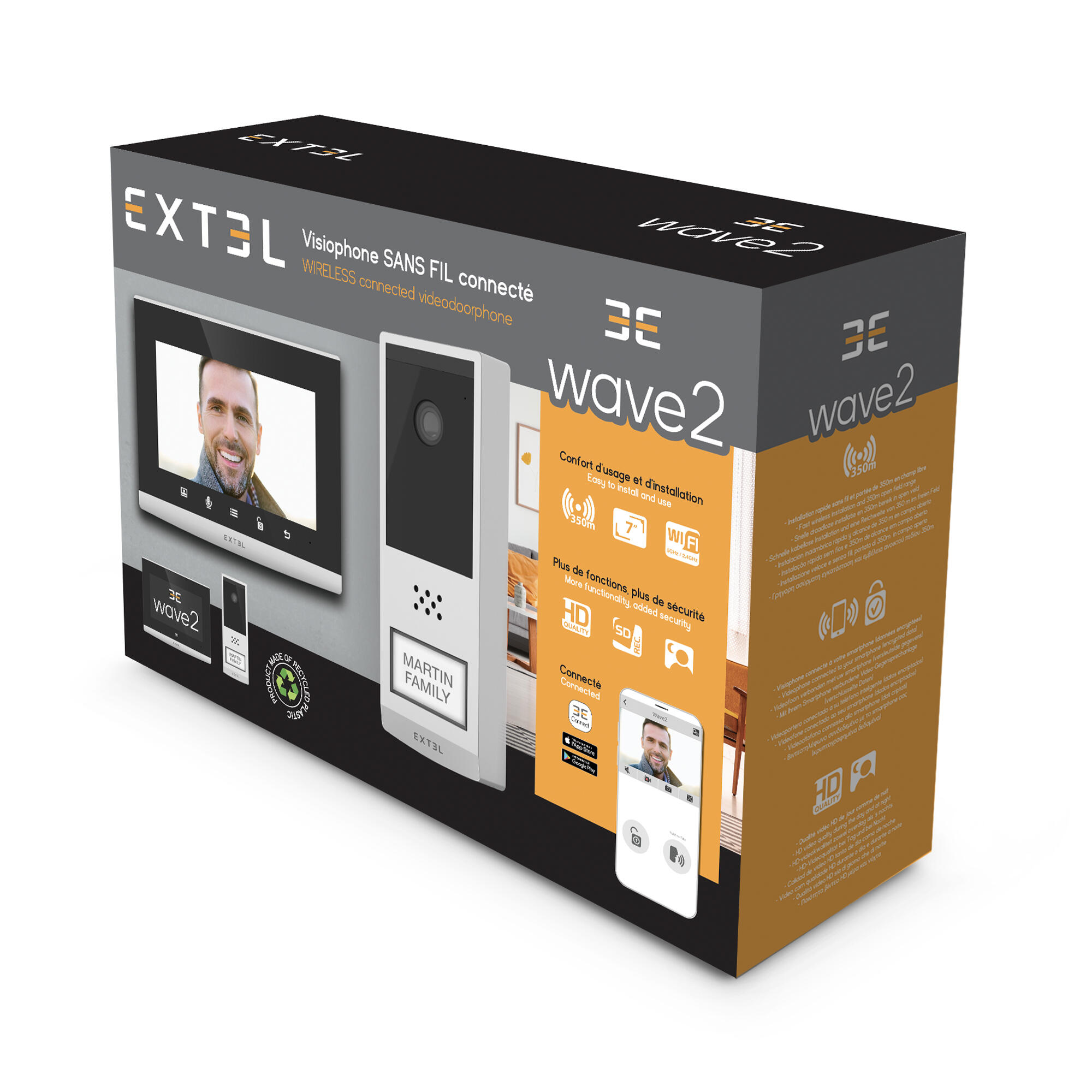 Visiophone connecté, sans fil, longue portée 350 mètres, Wave 2, Extel - 7