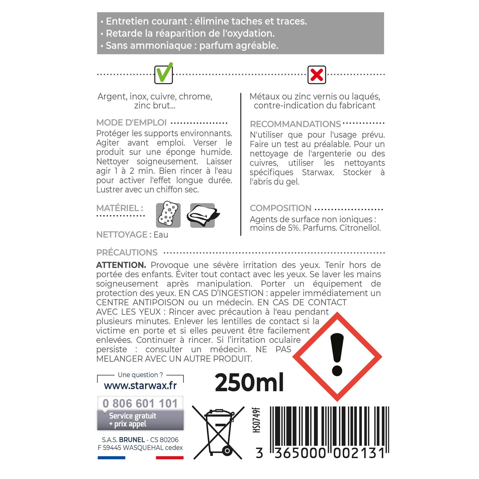 Nettoyant STARWAX Multi métaux, 0.25L - 2