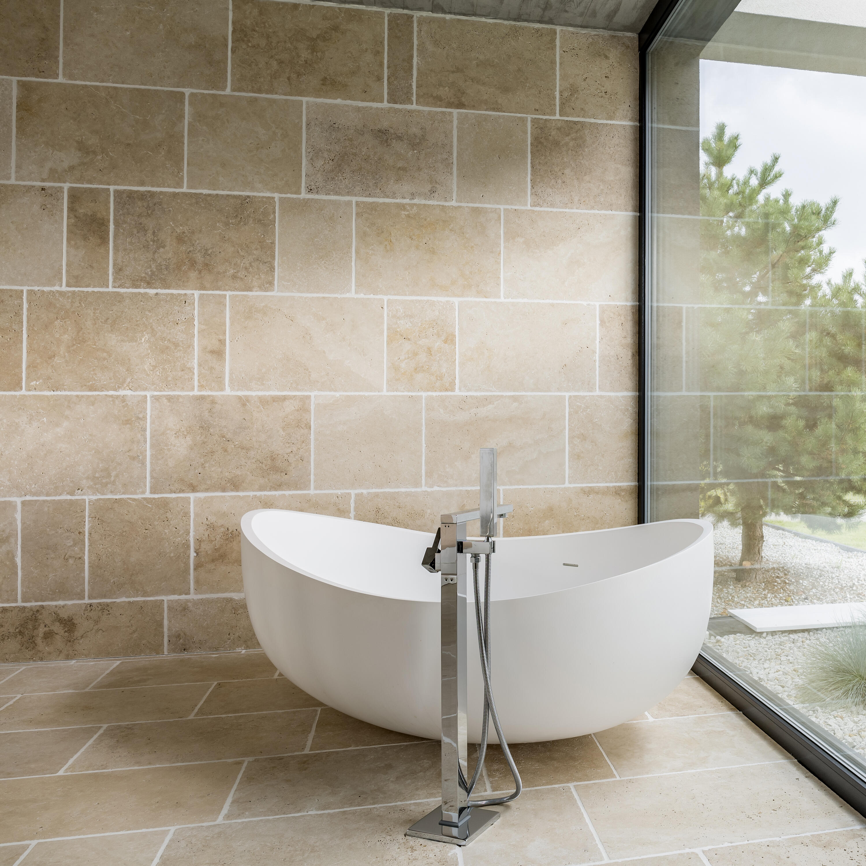 Travertin sol intérieur/éxtieur nuances de beige classic opus multiformats - 5