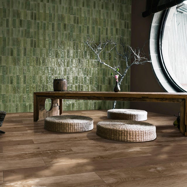 Carrelage mur intérieur effet zellige vert Pablito l.5 x L.15 cm