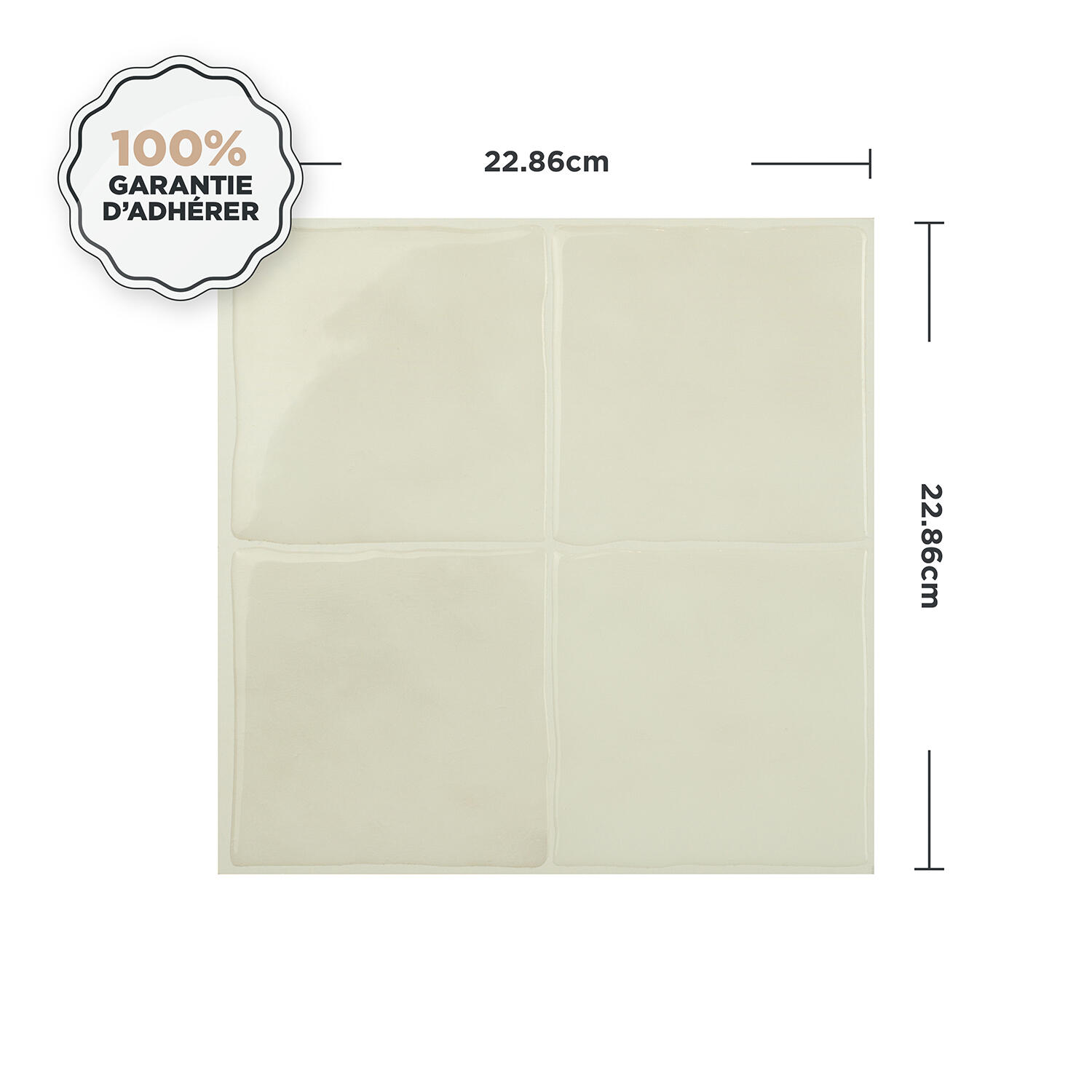 Lot de 4 adhésifs décoratifs, Zellige Oia, écru, 22.86 cm x 22.86 cm - 5