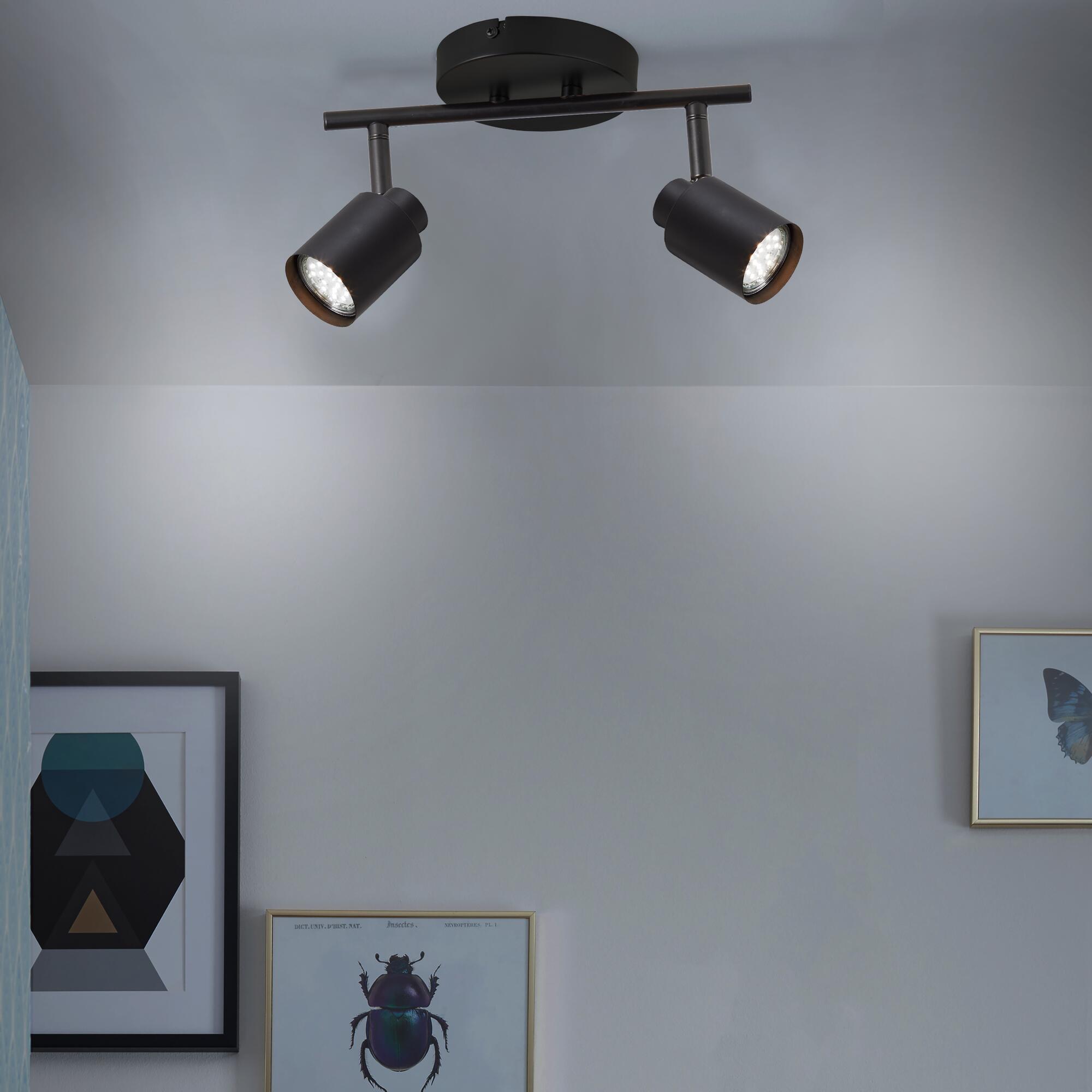 Foco decorativo INSPIRE TEKLA 2 LÂMPADAS GU10X2 METAL PRETO - 8