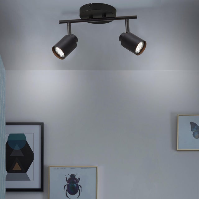 Rampe 2 spots, acier gu10, noir, INSPIRE Tekla