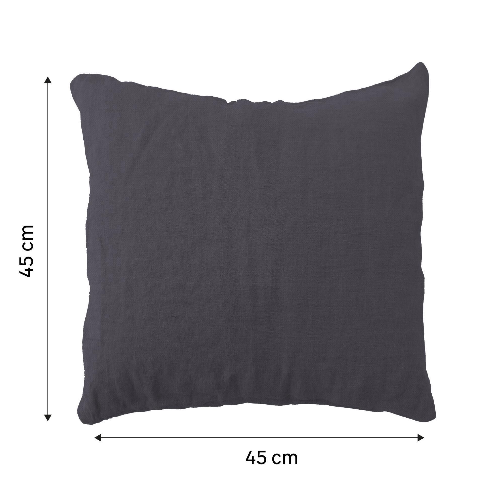 Coussin Danae, 100% lin, gris foncé l.45 x H.45 cm - 2