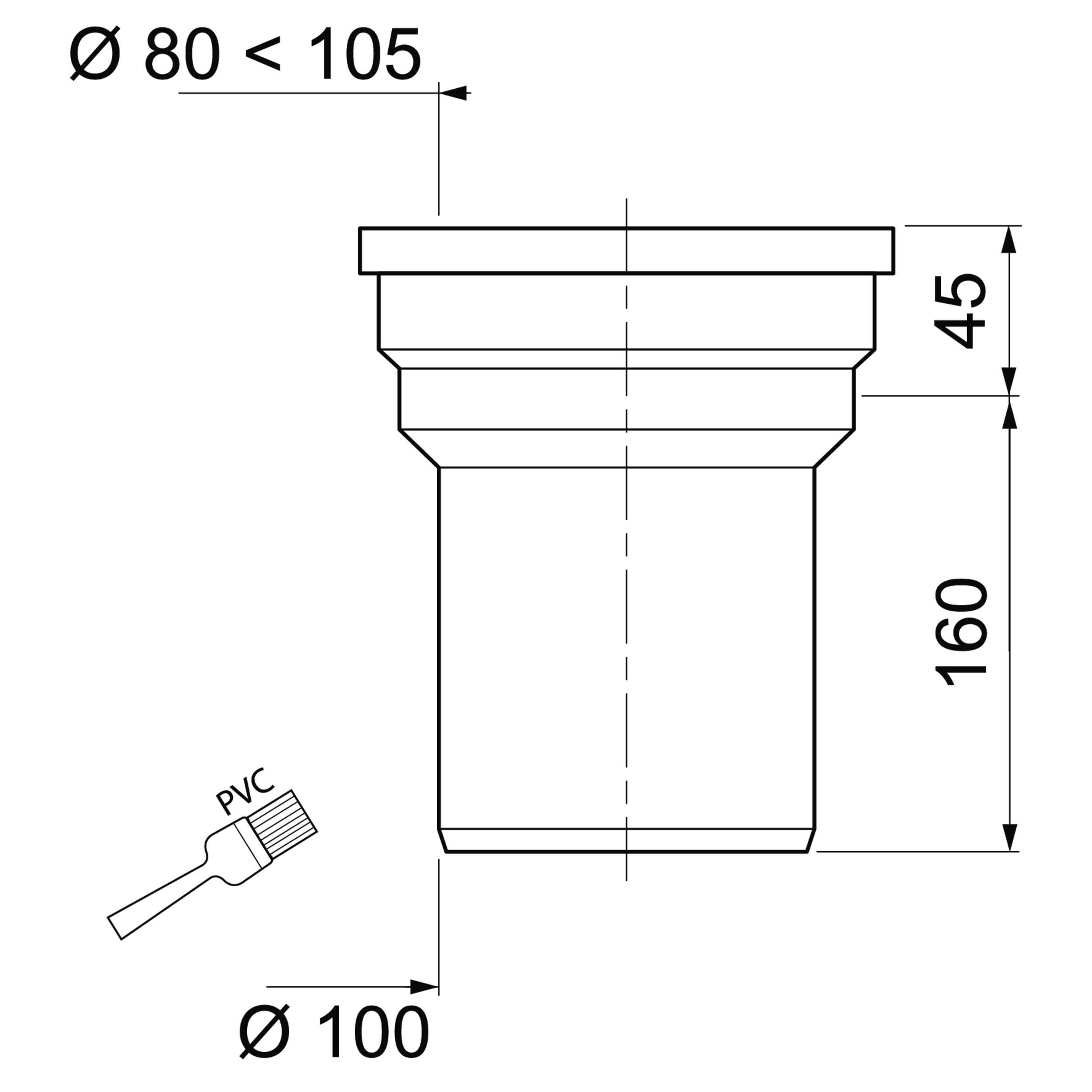 Manchon 100 mm pour sortie de cuvette de WC Diam.10 cm WIRQUIN - 2