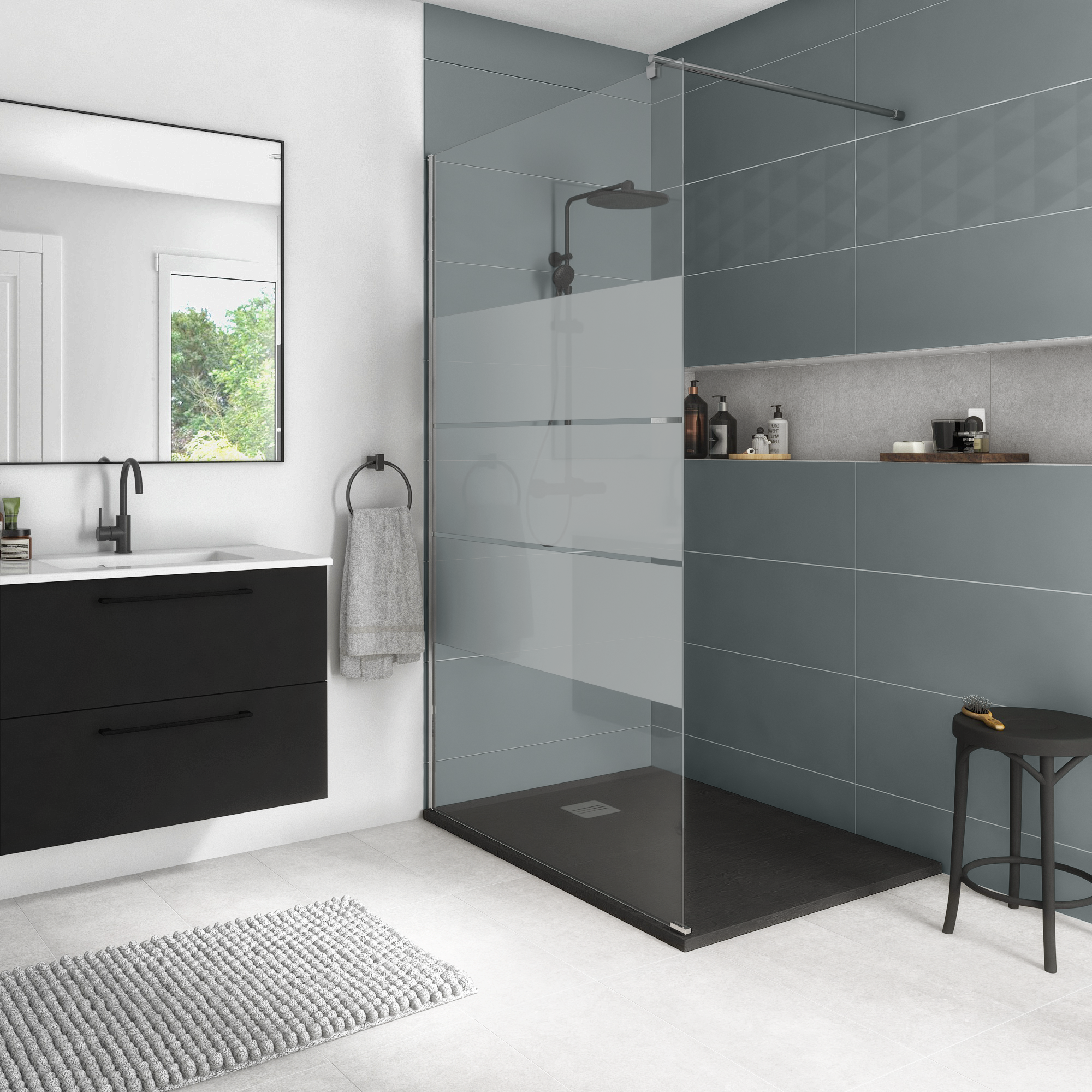 Box doccia walk-in Easy, vetro 6 mm, L 117-118.5 cm x H 195 cm, profilo cromo - 5
