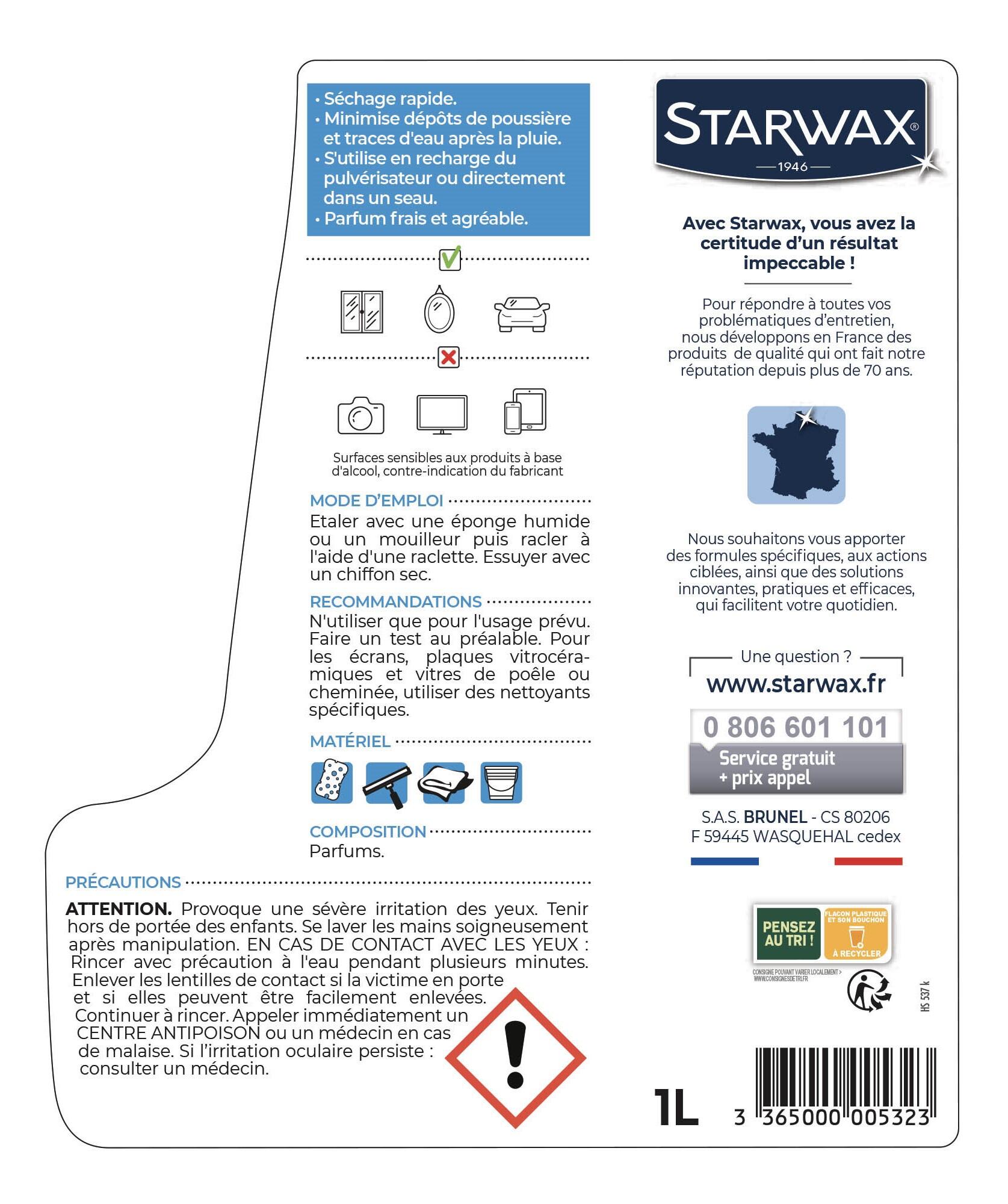 Nettoyant vitre STARWAX Anti traces, 1L - 3