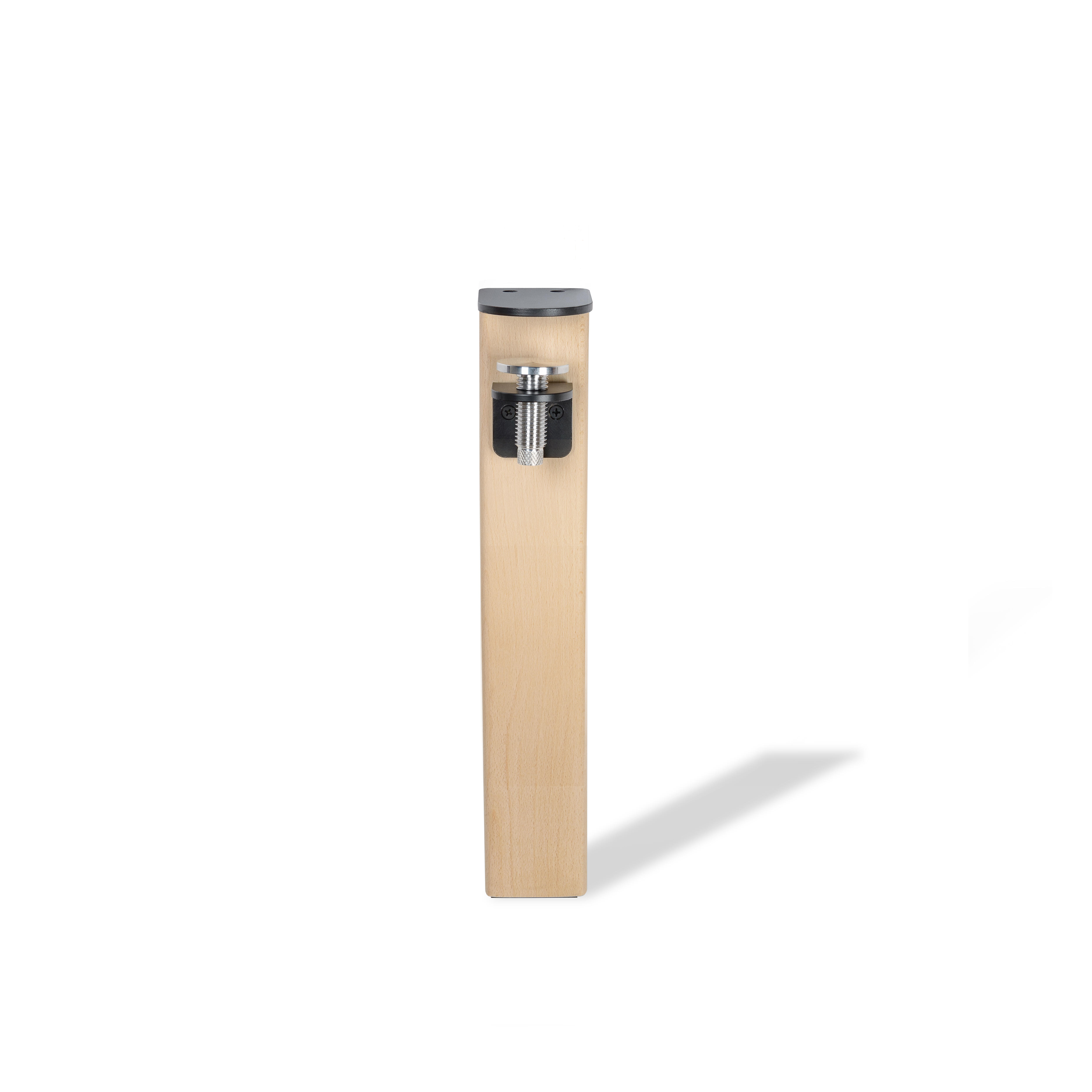 Pied de meuble REI fixe en l, bois Clamp hêtre / noir Ht. max 38.5 x l.10.5 cm - 2