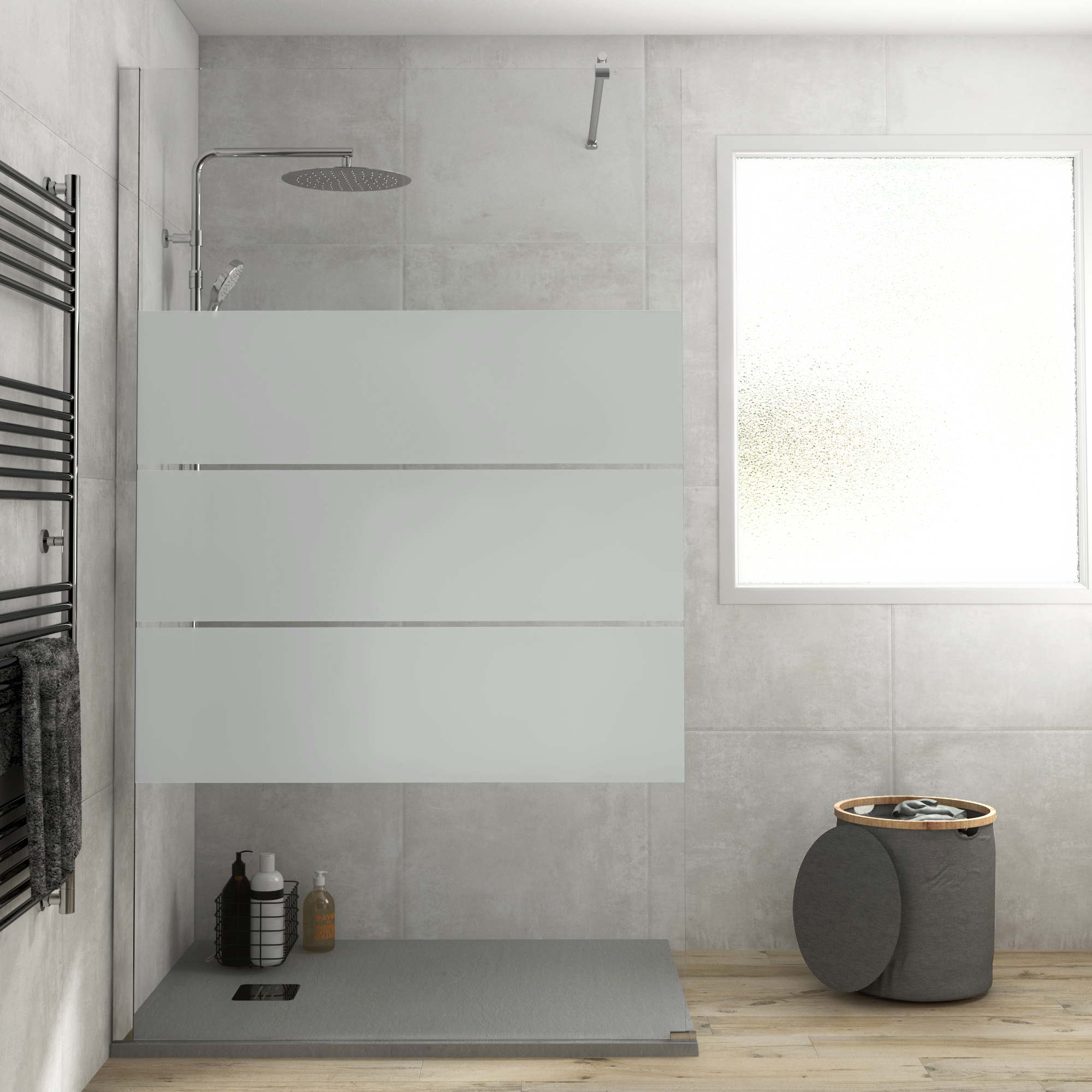 Box doccia walk-in Easy, vetro 6 mm, L 117-118.5 cm x H 195 cm, profilo cromo - 4