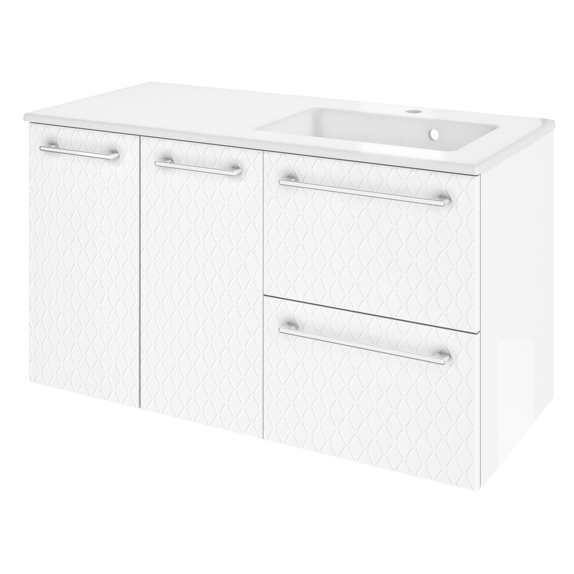 Lavabo a incasso rettangolare vasca a destra Neo L 106 x H 11.2 x P 49 cm in ceramica bianco lucido - 2