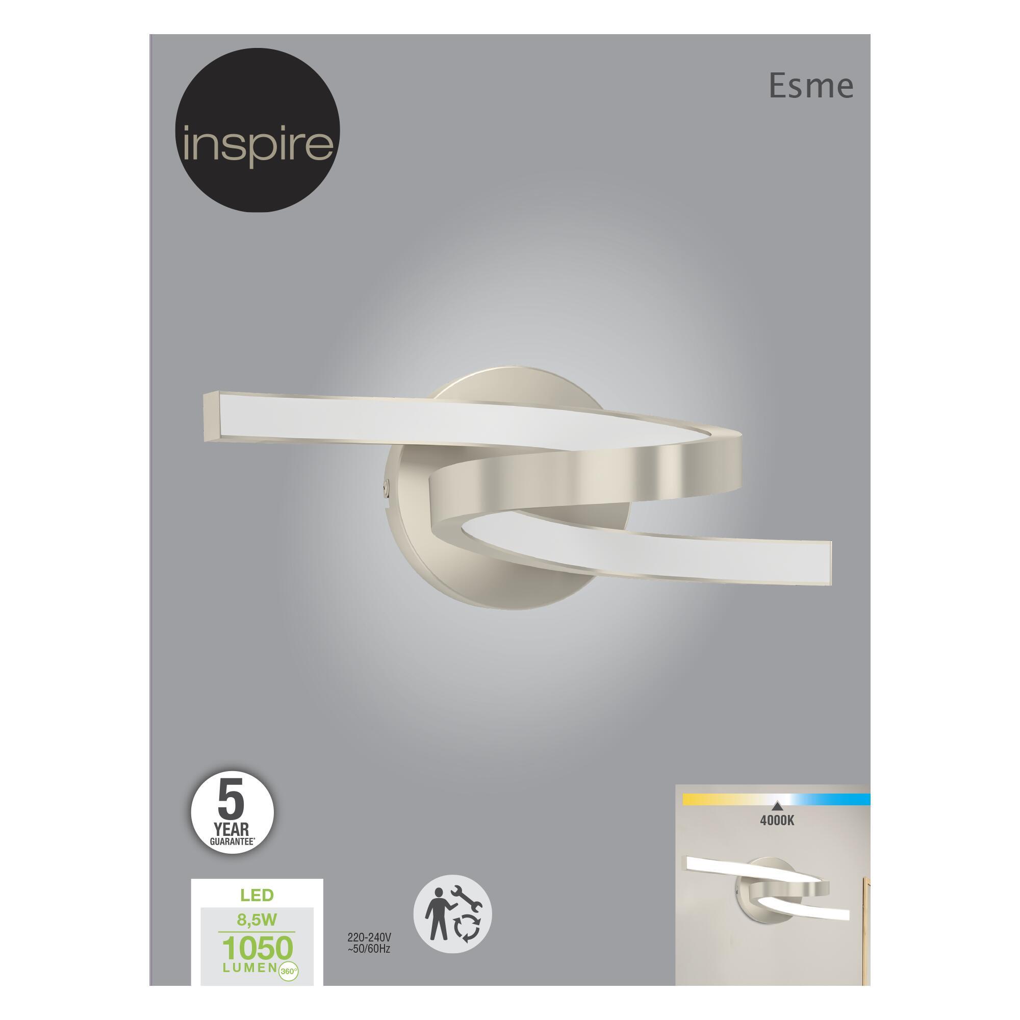 Applique murale LED, acier, chrome, Esme, INSPIRE - 11