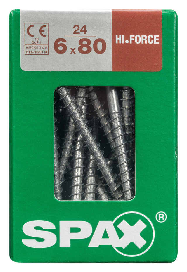 24 vis acier tête de disque extra large t-star+ SPAX, Ø6 x L.80 mm