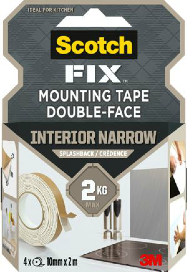 4 Rubans adhésifs double face SCOTCH Spécial crédence L.2 m x l.10 mm